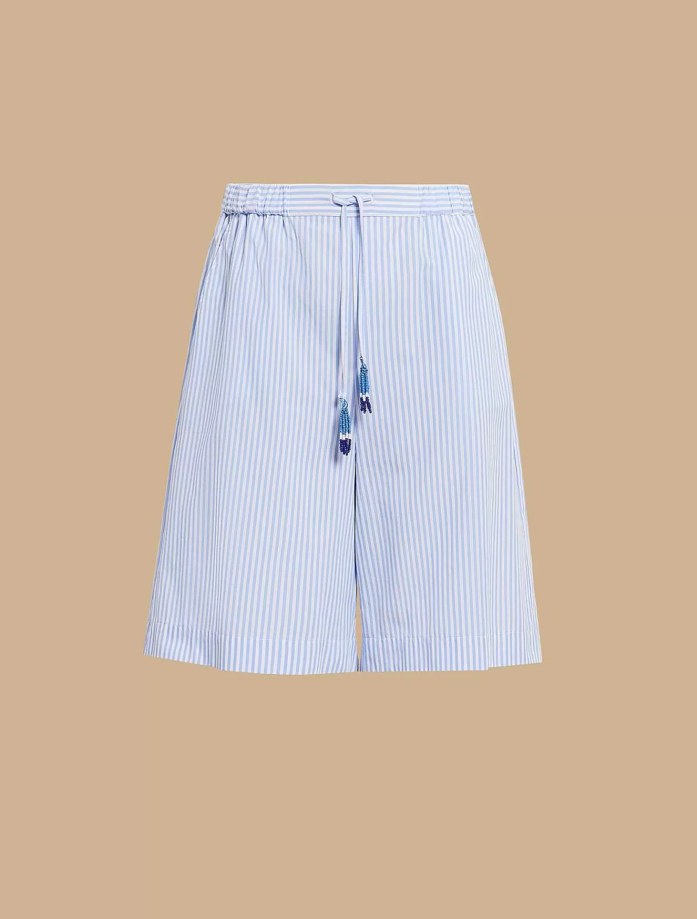 Discount Bermuda En Coton Teint En Fil Femmes Pantalon