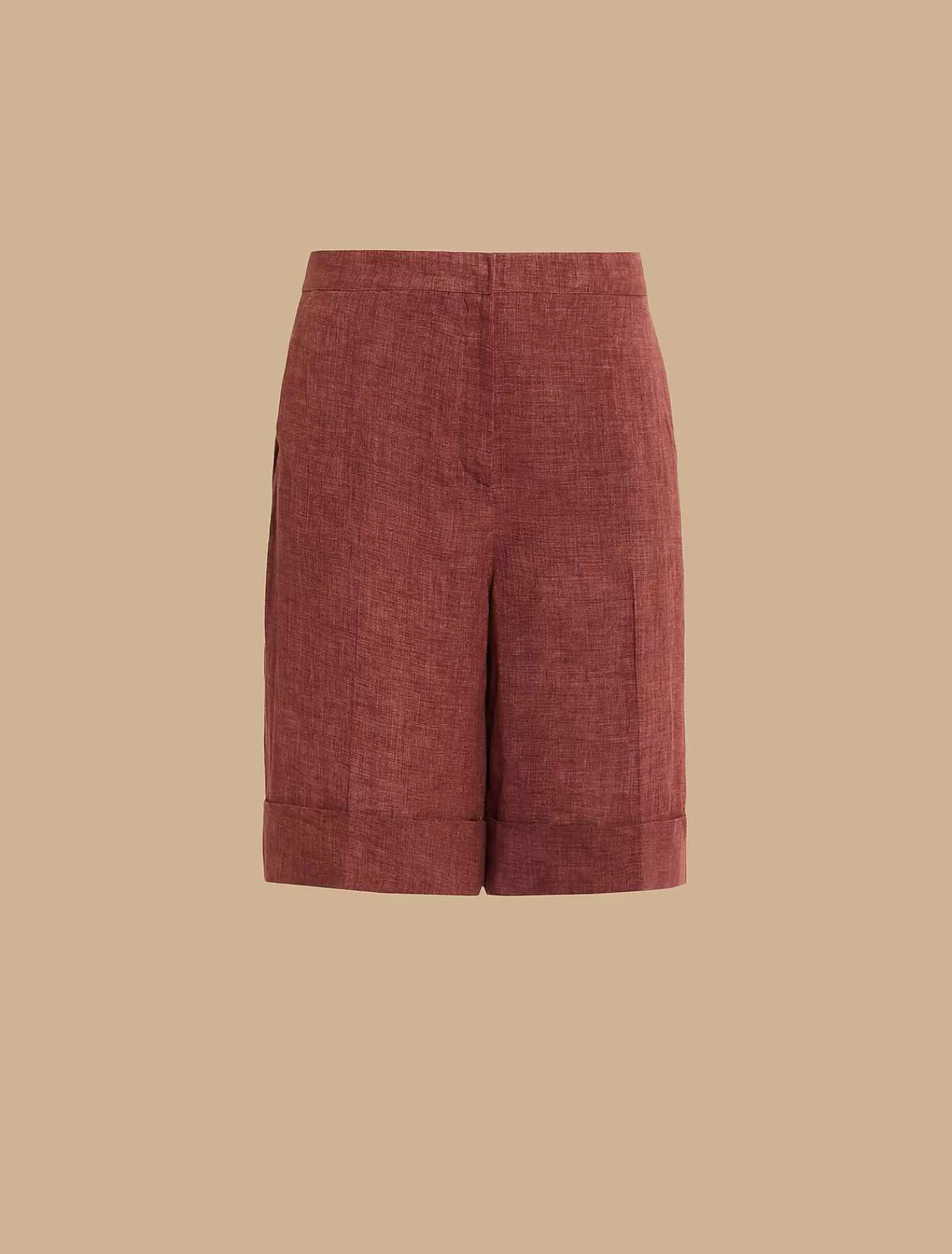 Store Bermuda En Lin Leger Femmes Pantalon