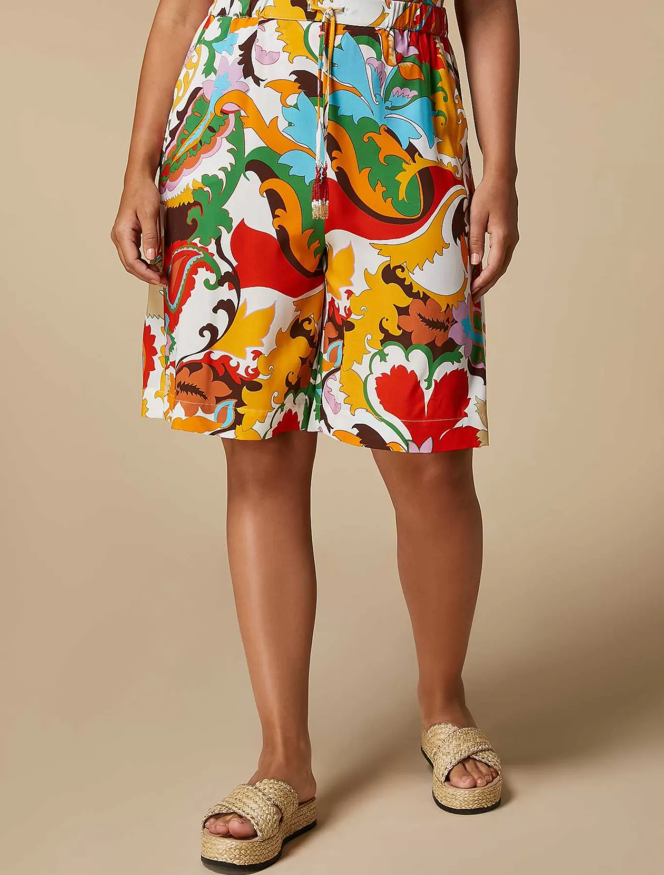 Clearance Bermuda En Toile De Viscose Femmes Pantalon