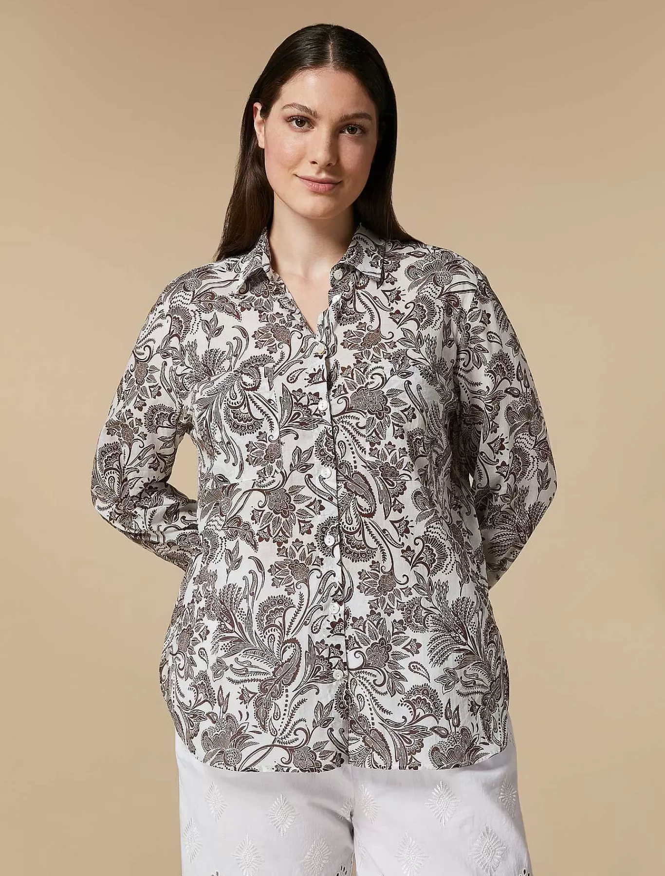 Online Chemise En Mousseline Imprimee Femmes Blouses Et Chemises