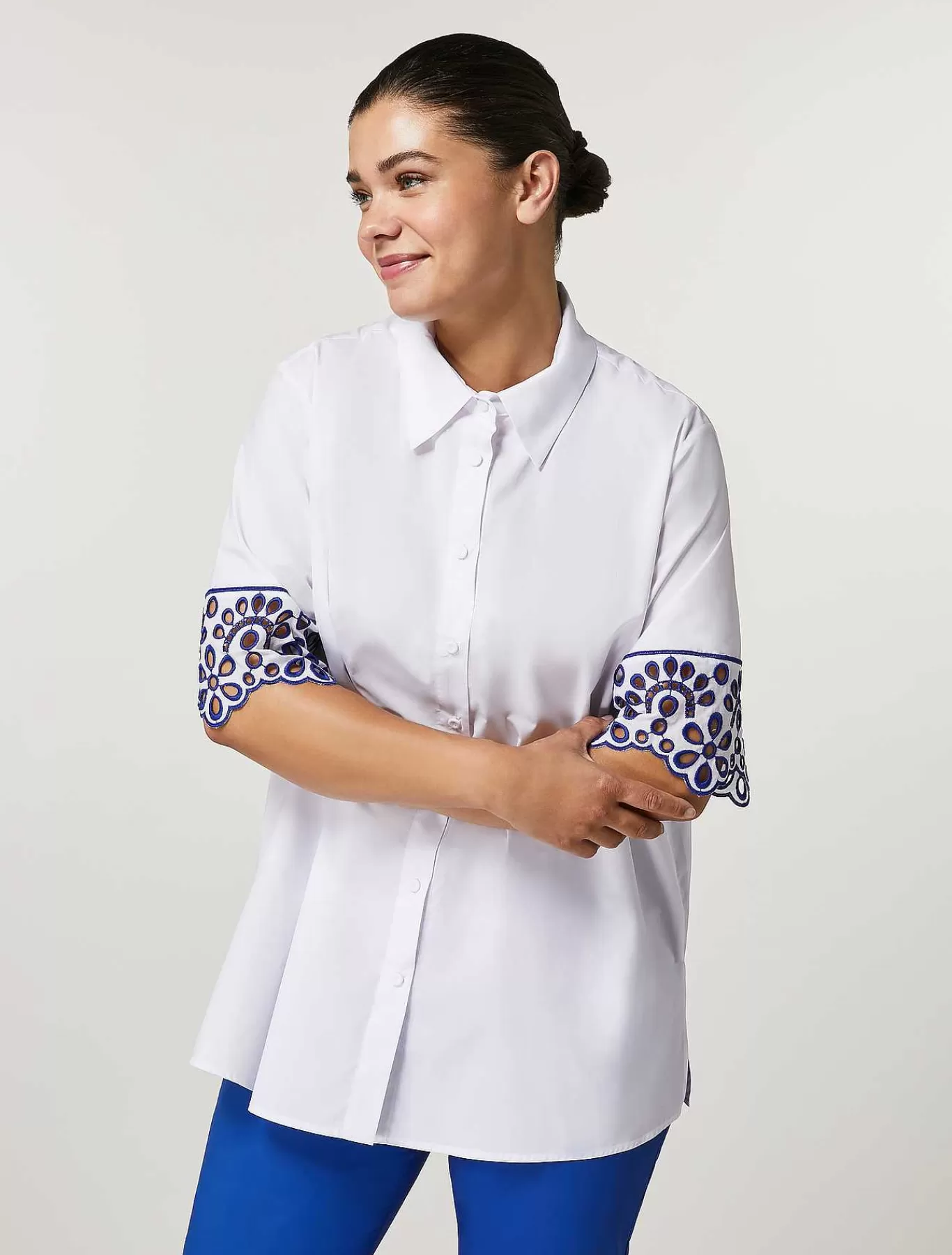 Online Chemise En Popeline De Coton Femmes Blouses Et Chemises
