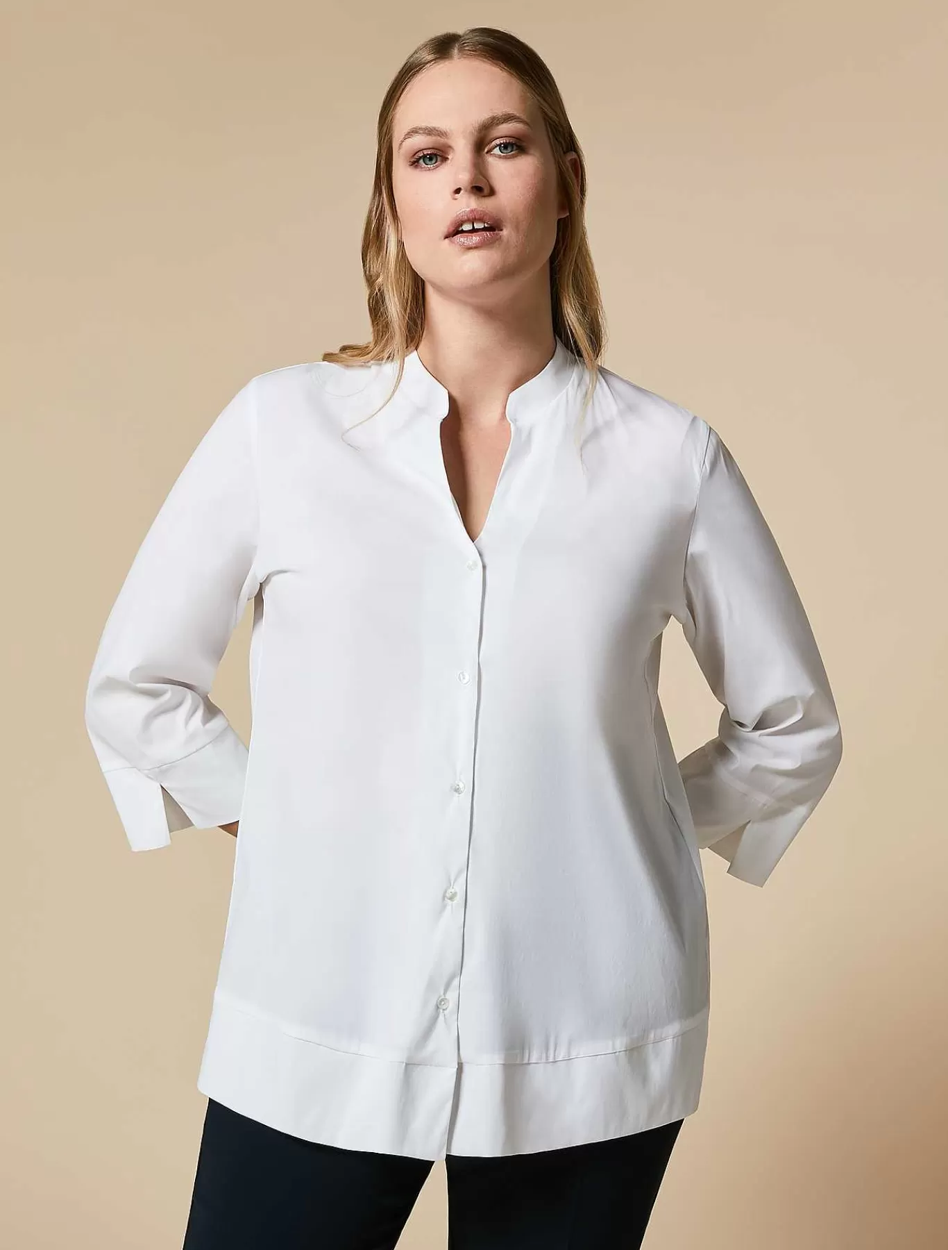 Discount Chemise En Popeline De Coton Melange Femmes Blouses Et Chemises