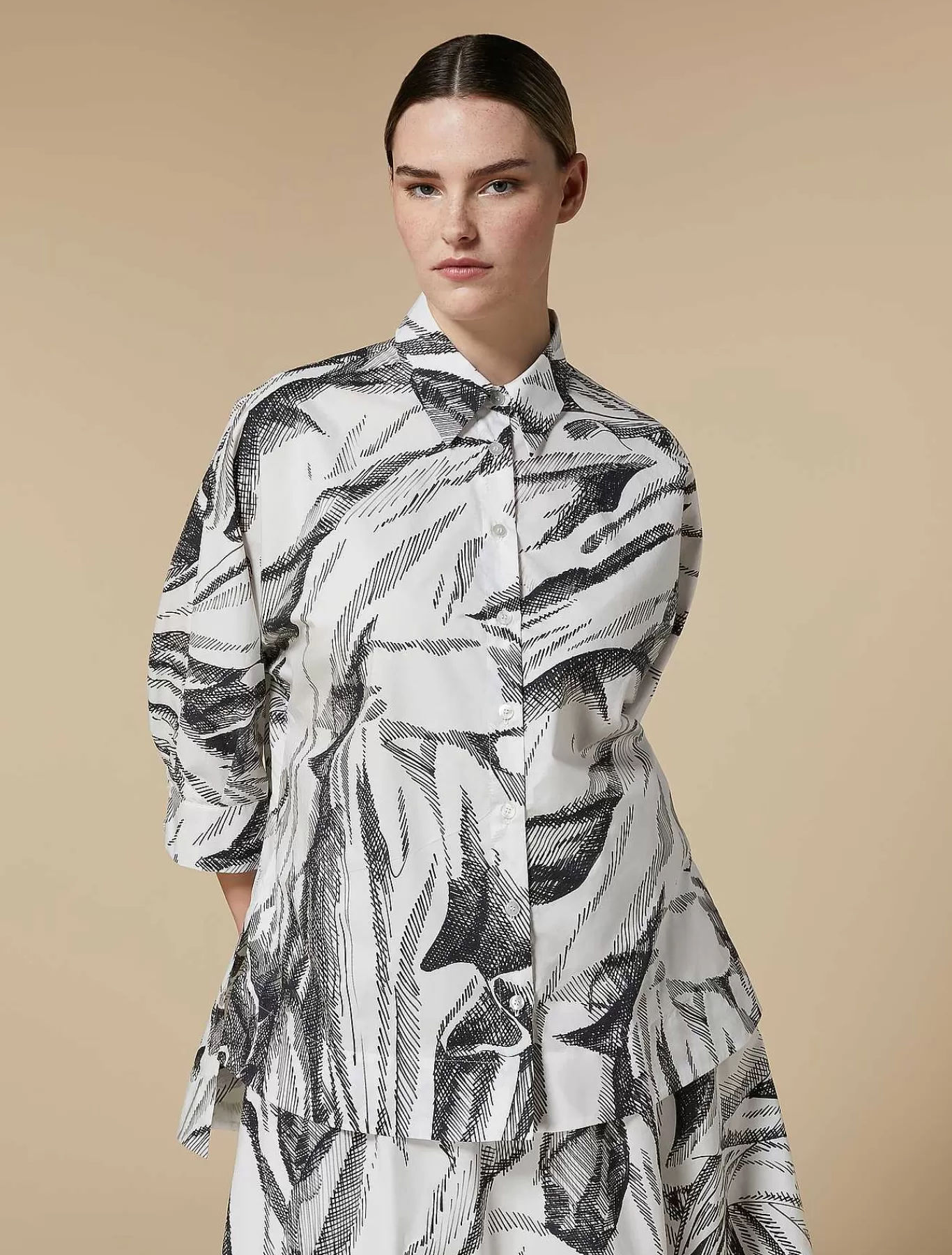Best Sale Chemise En Popeline Imprimee Femmes Blouses Et Chemises