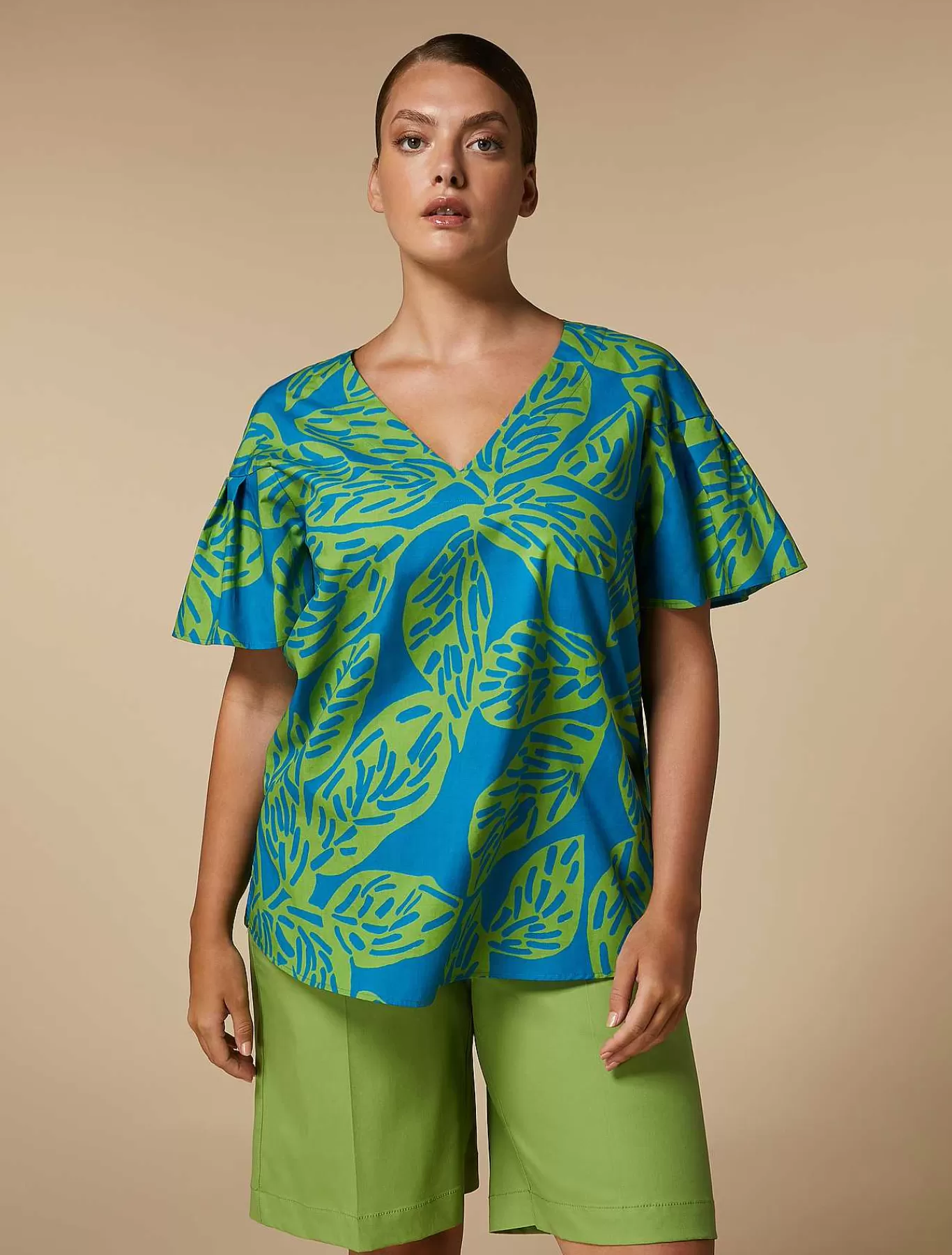 Online Chemise En Popeline Imprimee Femmes Blouses Et Chemises