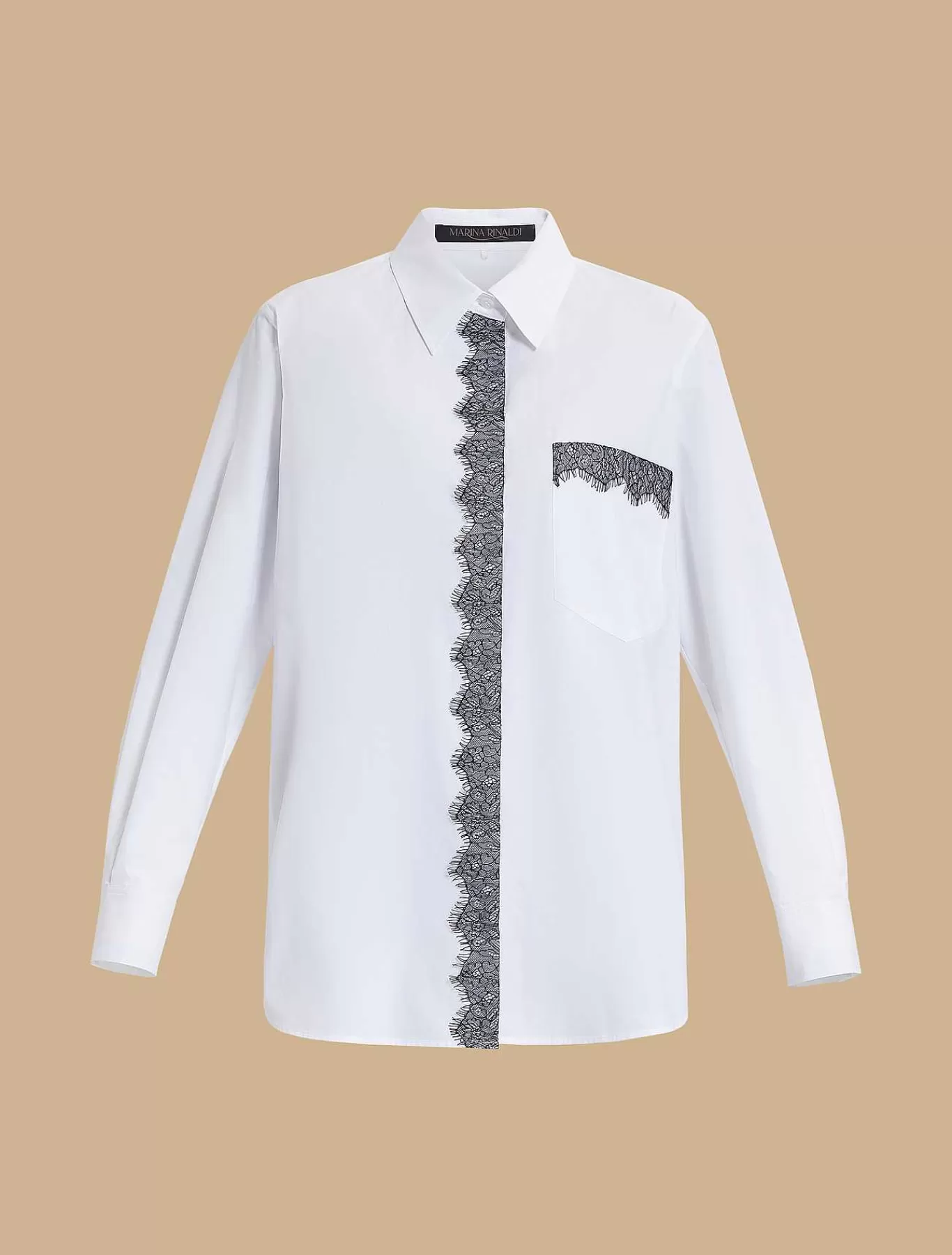 Online Chemise En Popeline Ornee De Dentelle Femmes Blouses Et Chemises