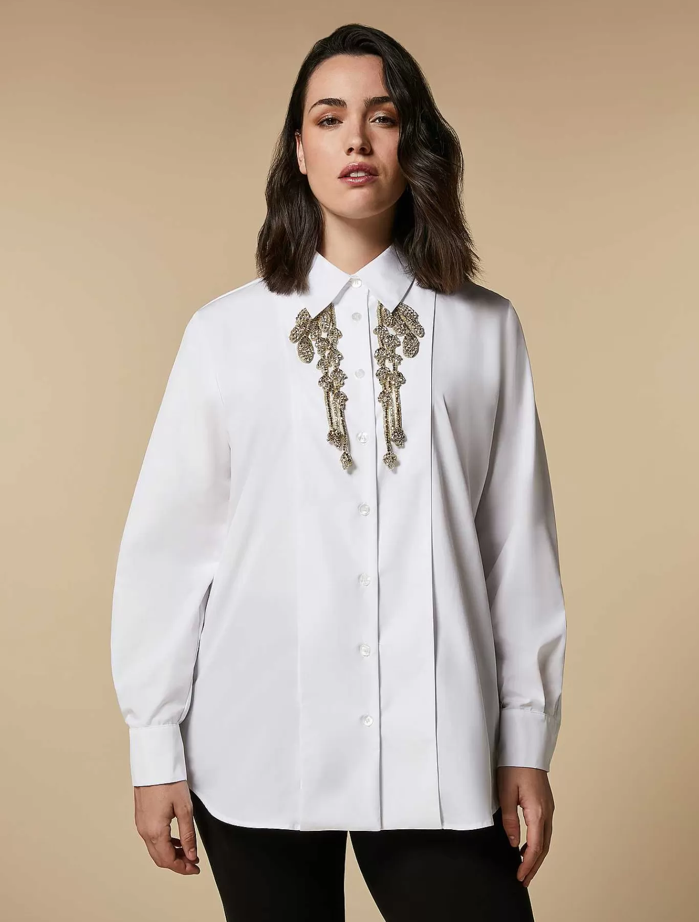 Clearance Chemise En Popeline Ornee De Strass Femmes Blouses Et Chemises