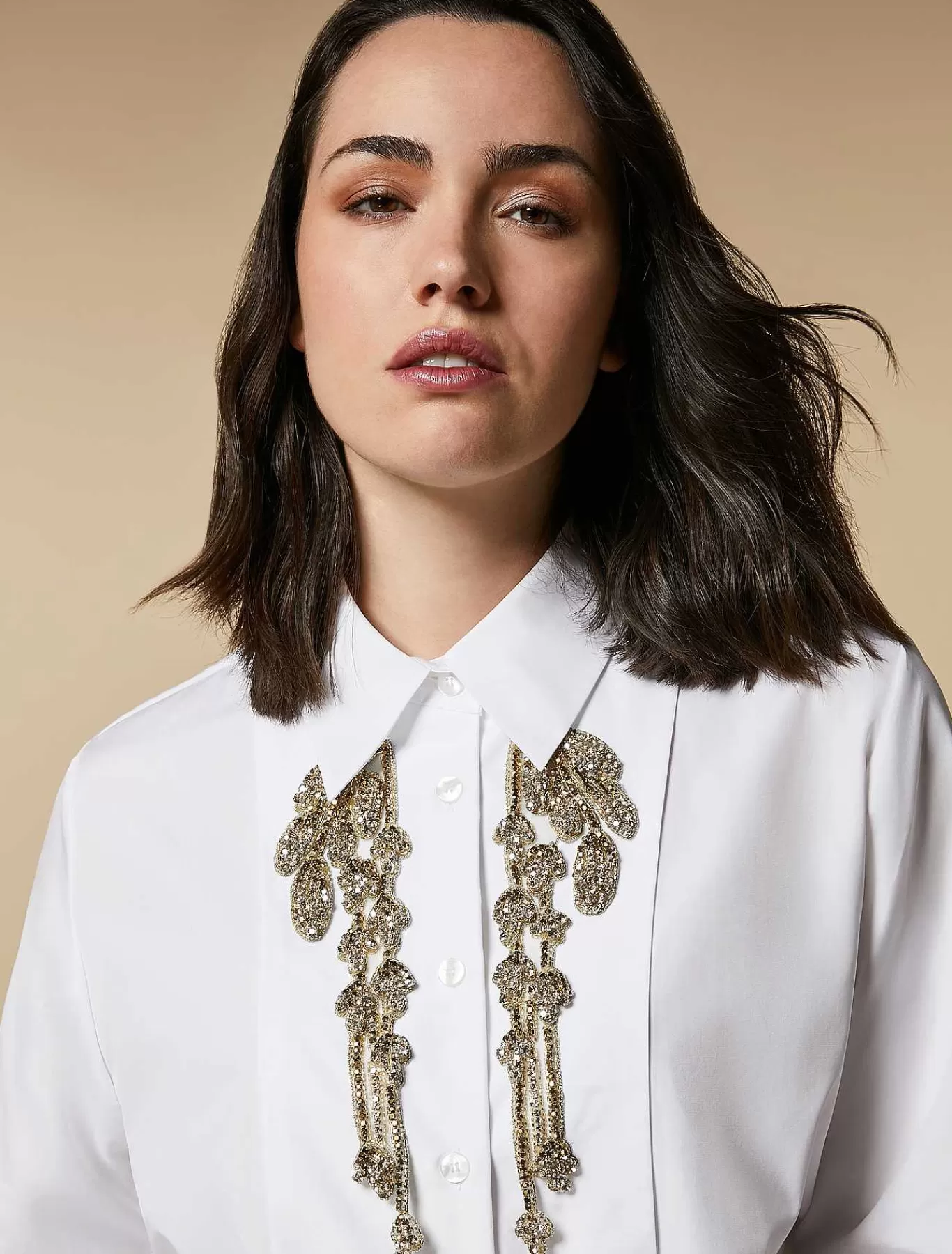 Clearance Chemise En Popeline Ornee De Strass Femmes Blouses Et Chemises