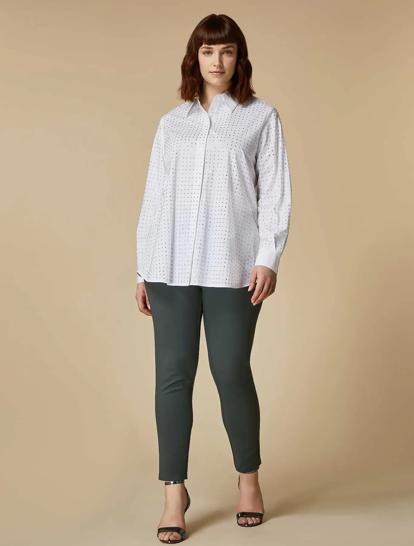 Cheap Chemise En Popeline Ornee De Strass Femmes Blouses Et Chemises