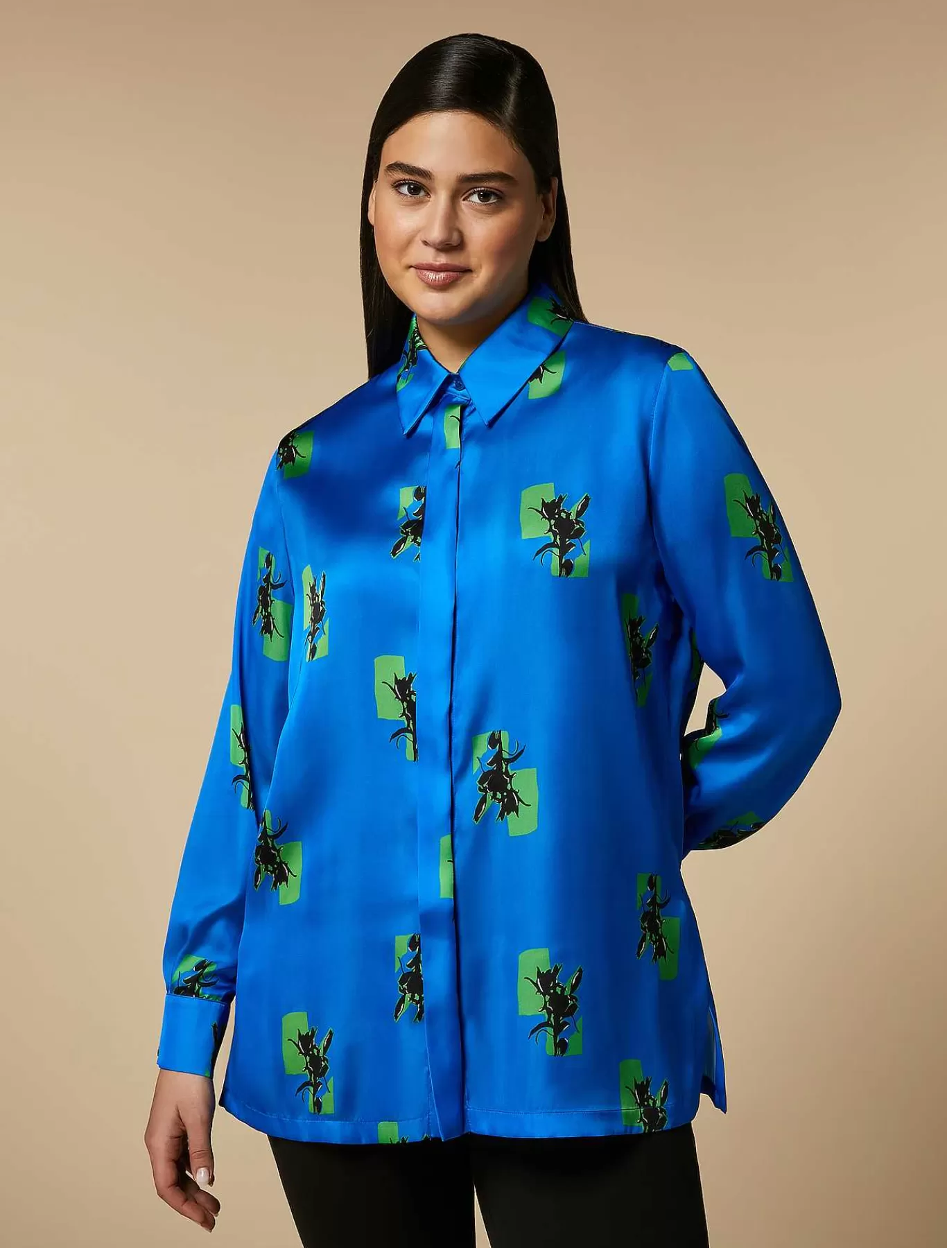 Store Chemise En Satin Imprime Femmes Blouses Et Chemises
