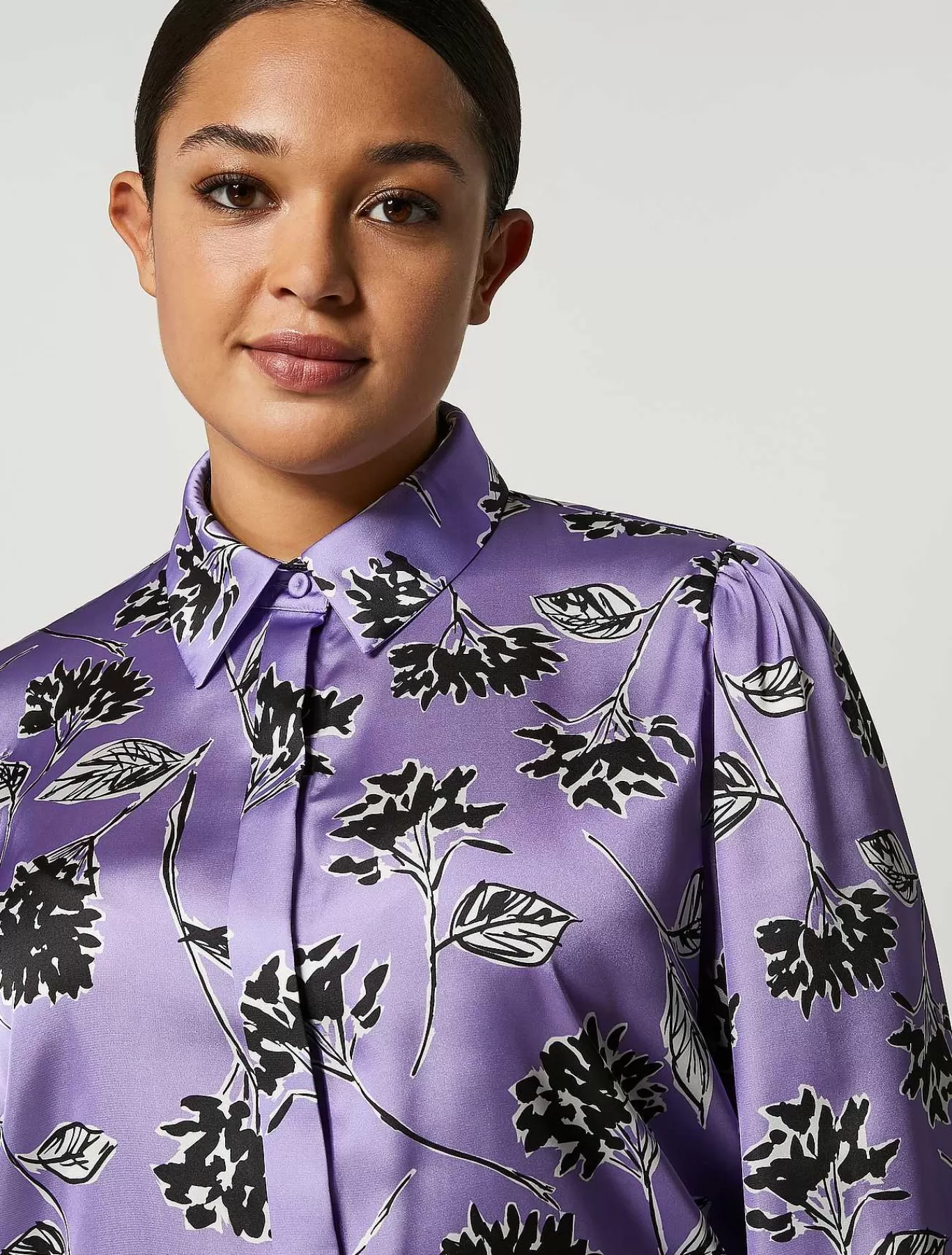 New Chemise En Satin Imprime Femmes Blouses Et Chemises