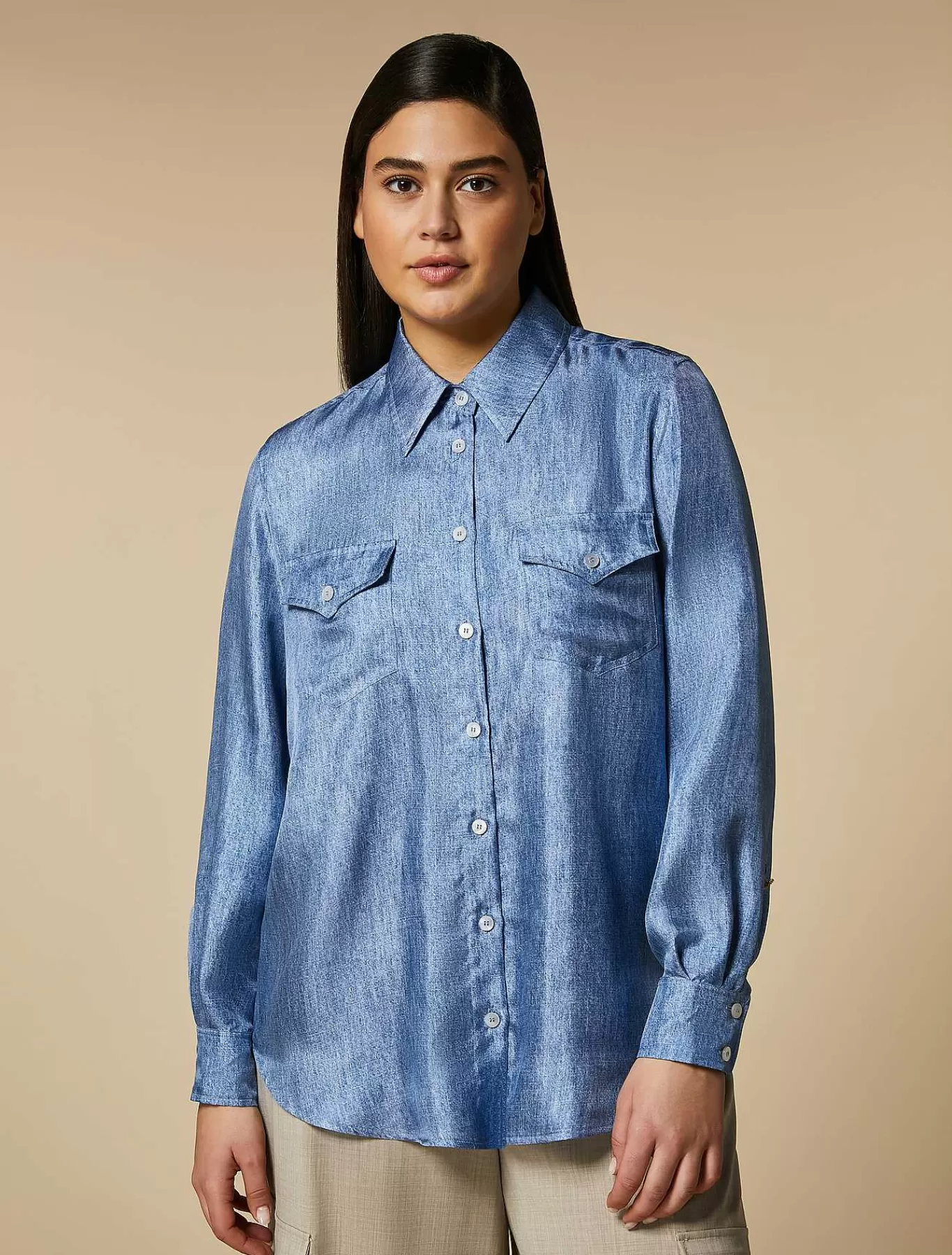 New Chemise En Serge De Soie Imprimee Femmes Blouses Et Chemises