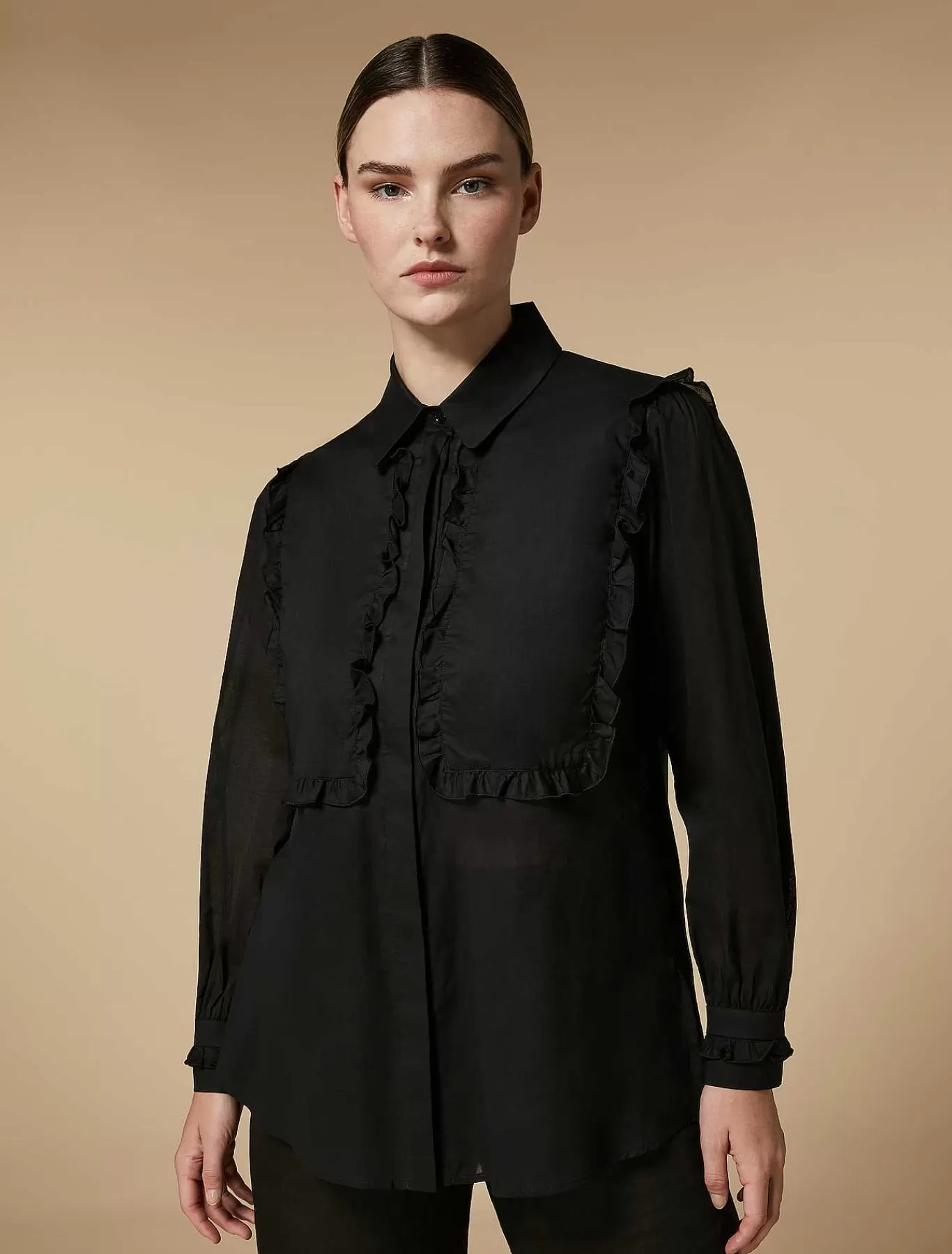 Store Chemise En Voile Avec Incrustations Femmes Blouses Et Chemises
