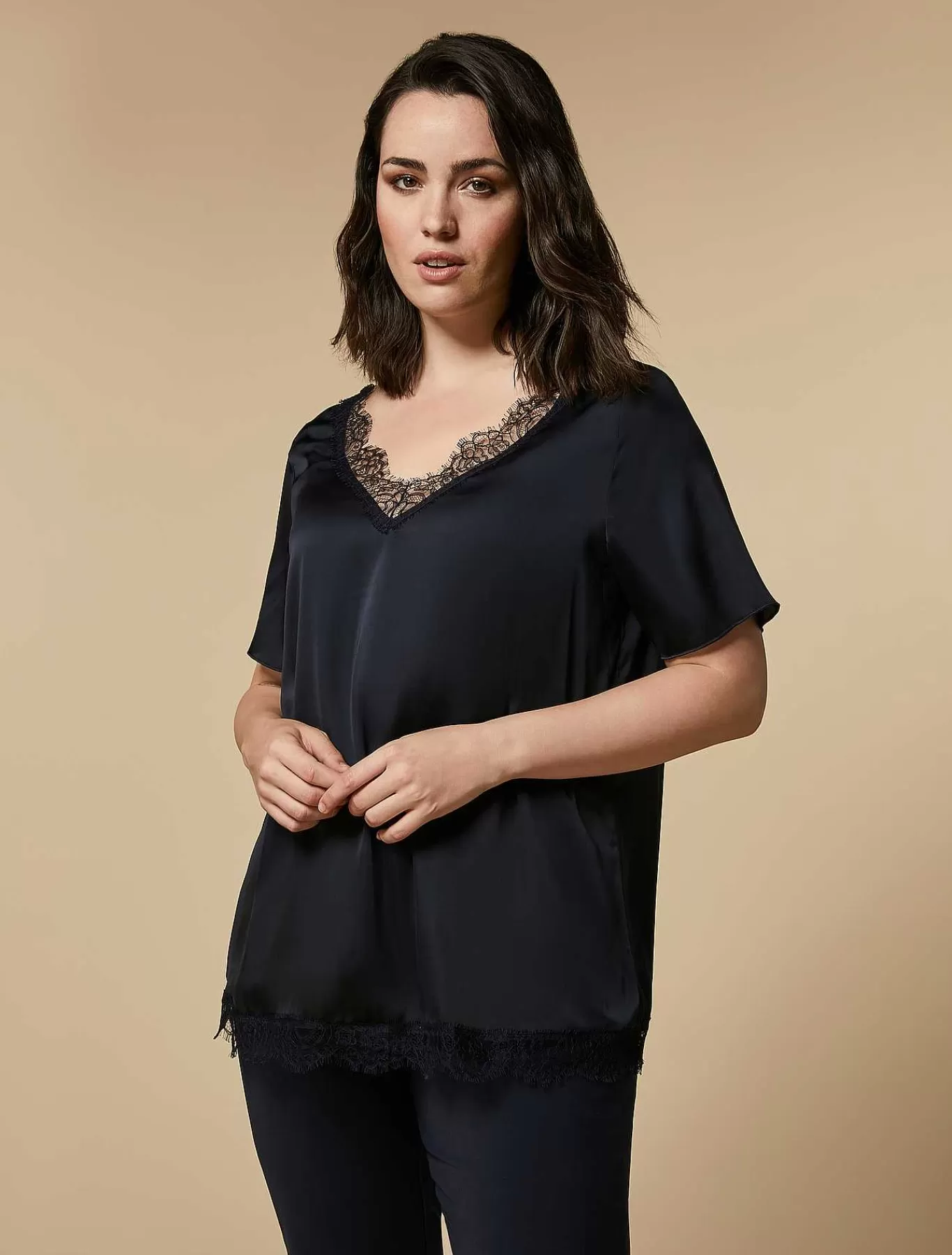 Cheap Chemisier Avec Details En Dentelle Femmes Blouses Et Chemises
