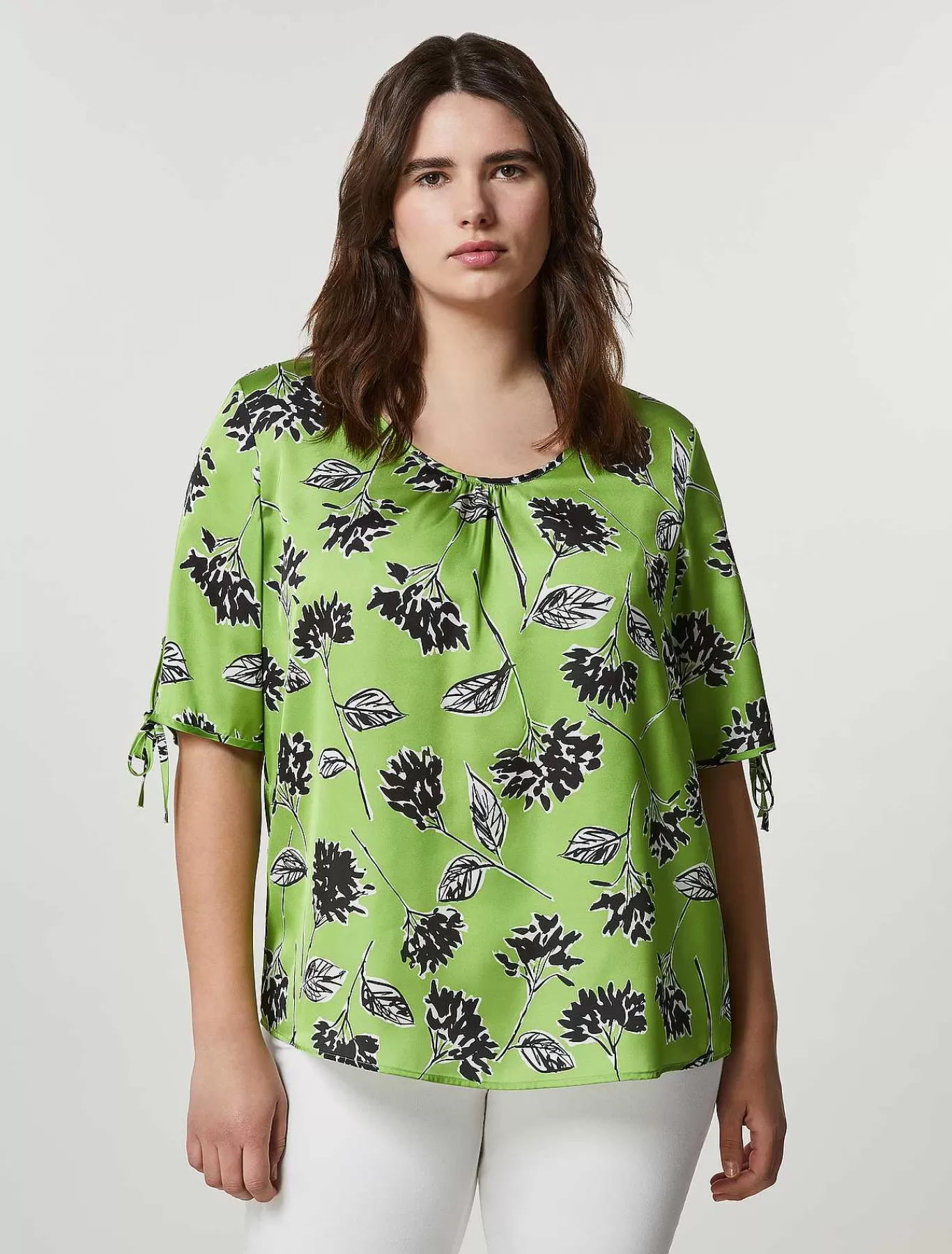 Online Chemisier En Satin Imprime Femmes Blouses Et Chemises