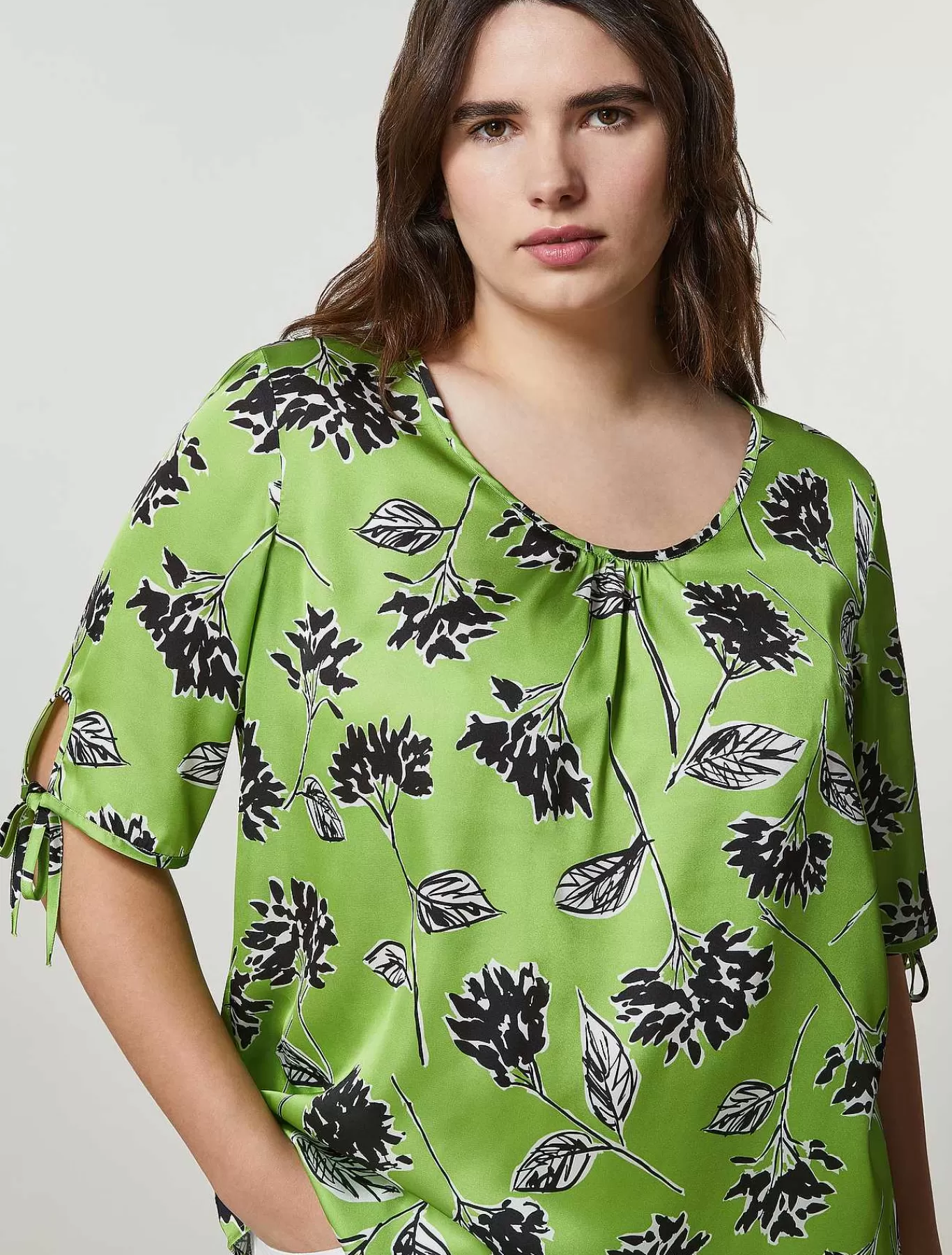 Online Chemisier En Satin Imprime Femmes Blouses Et Chemises
