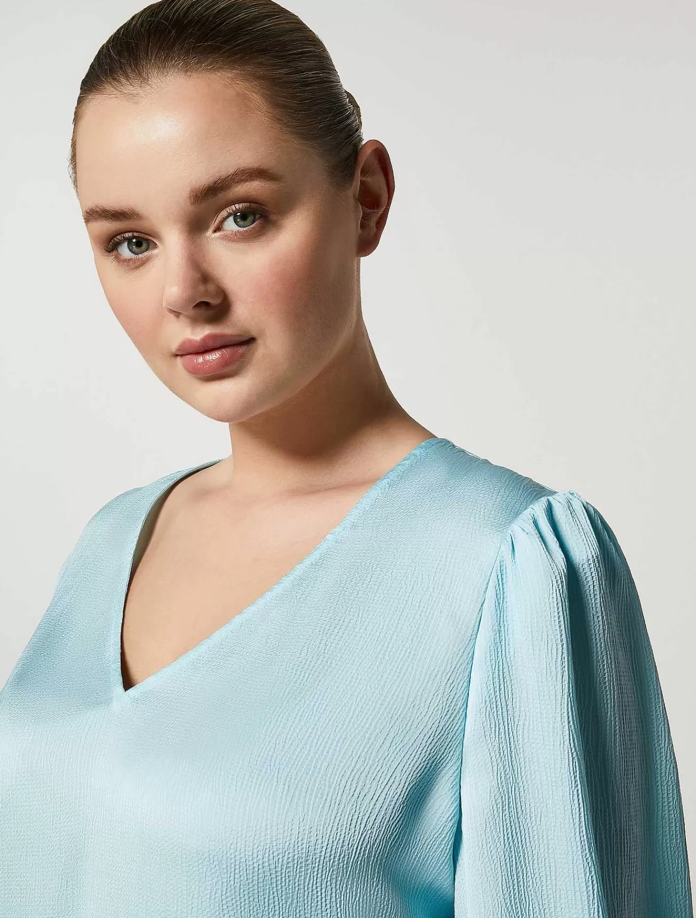 Online Chemisier En Satin Martele Femmes Blouses Et Chemises