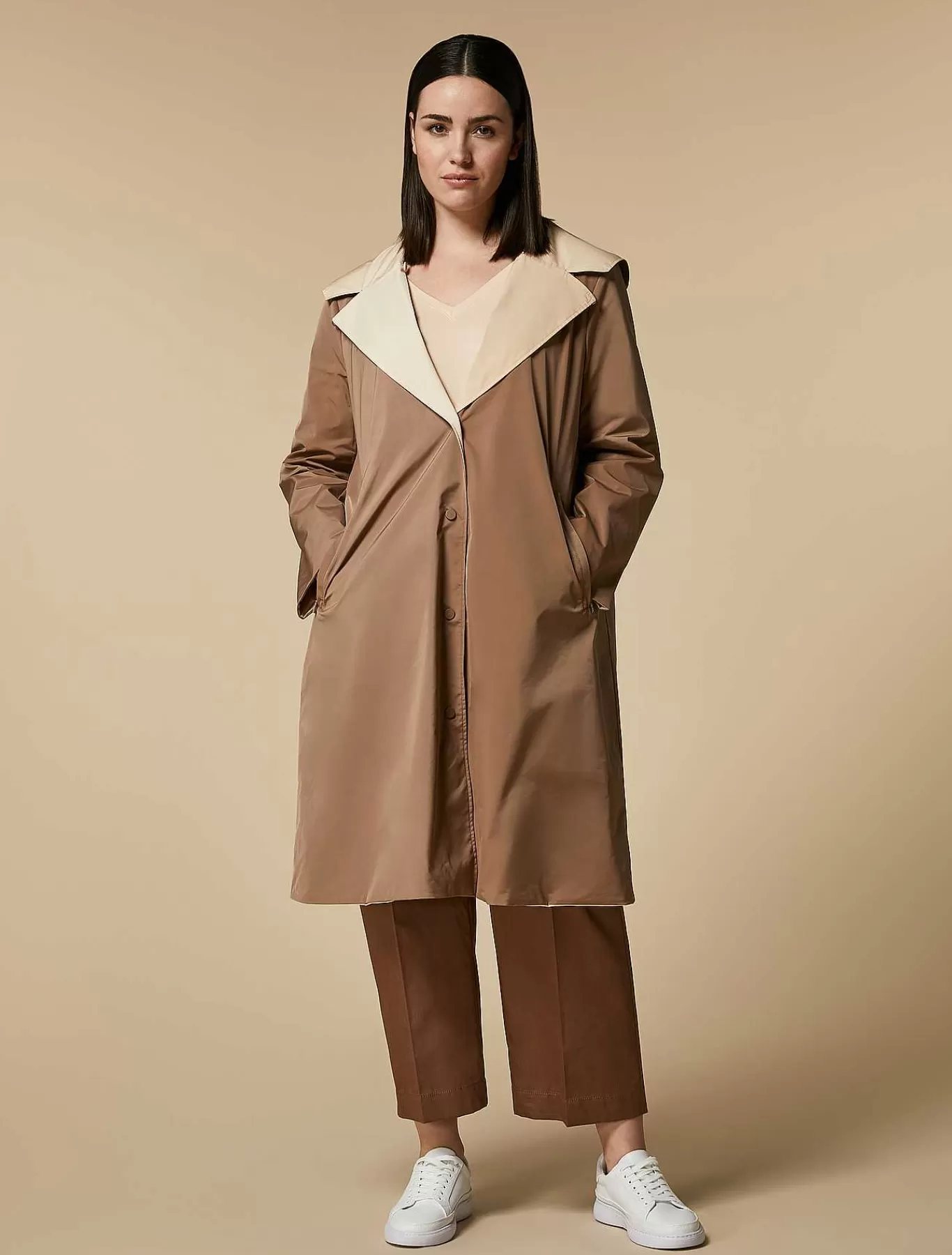 Cheap Impermeable Reversible En Toile Hydrofuge Femmes Manteaux Et Trenchs