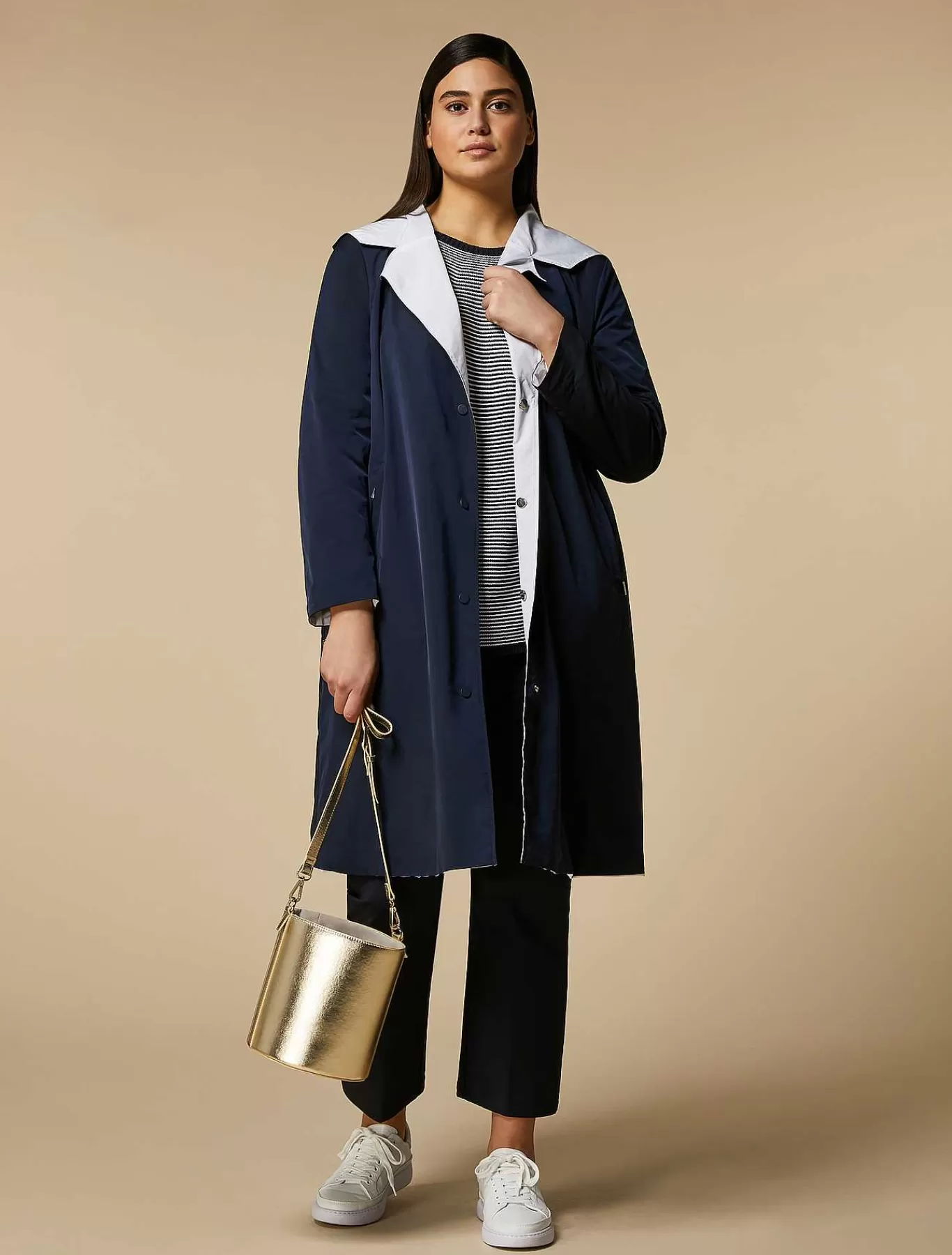 Best Sale Impermeable Reversible En Toile Hydrofuge Femmes Manteaux Et Trenchs