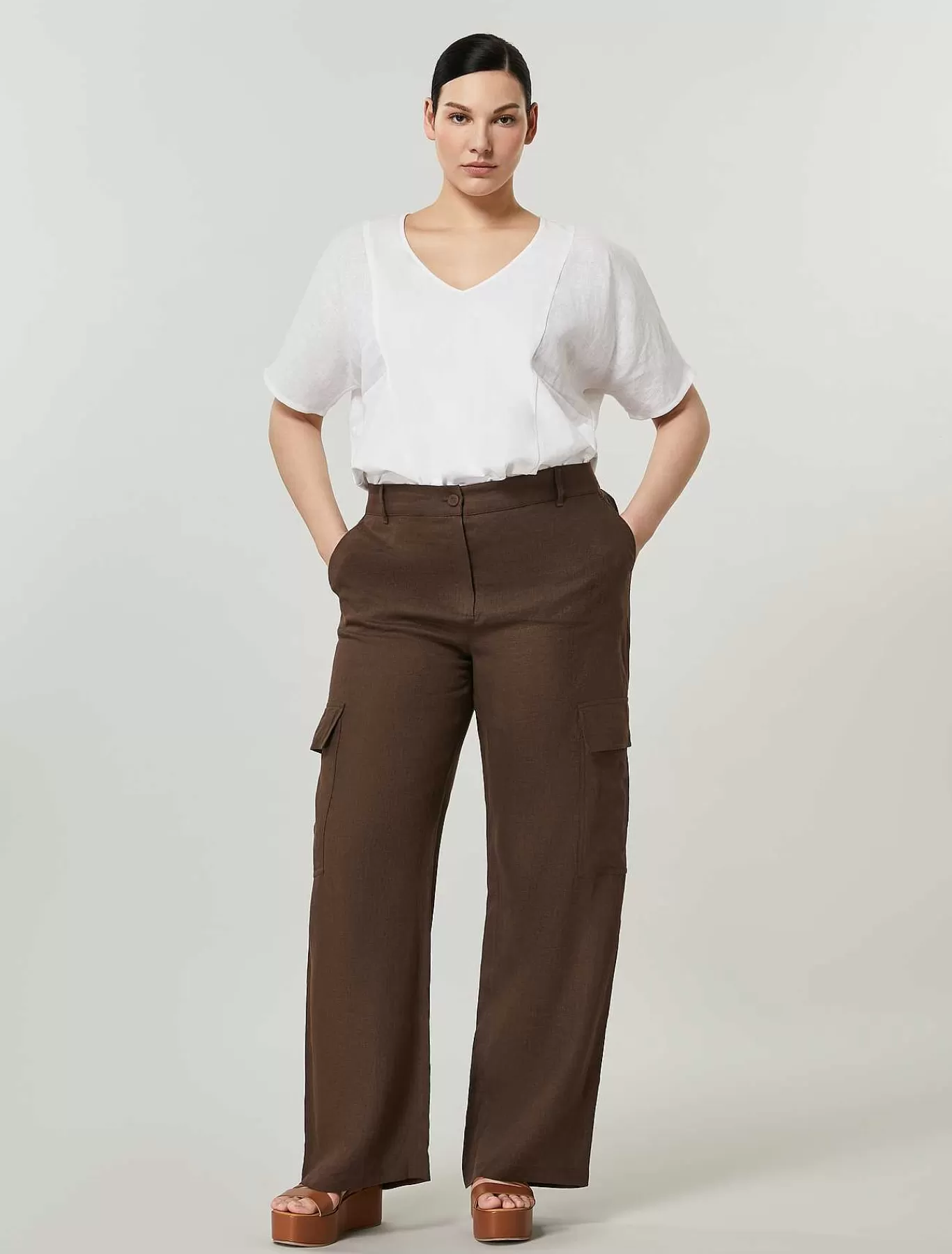 Flash Sale Pantalon Cargo En Lin Melange Femmes Pantalon