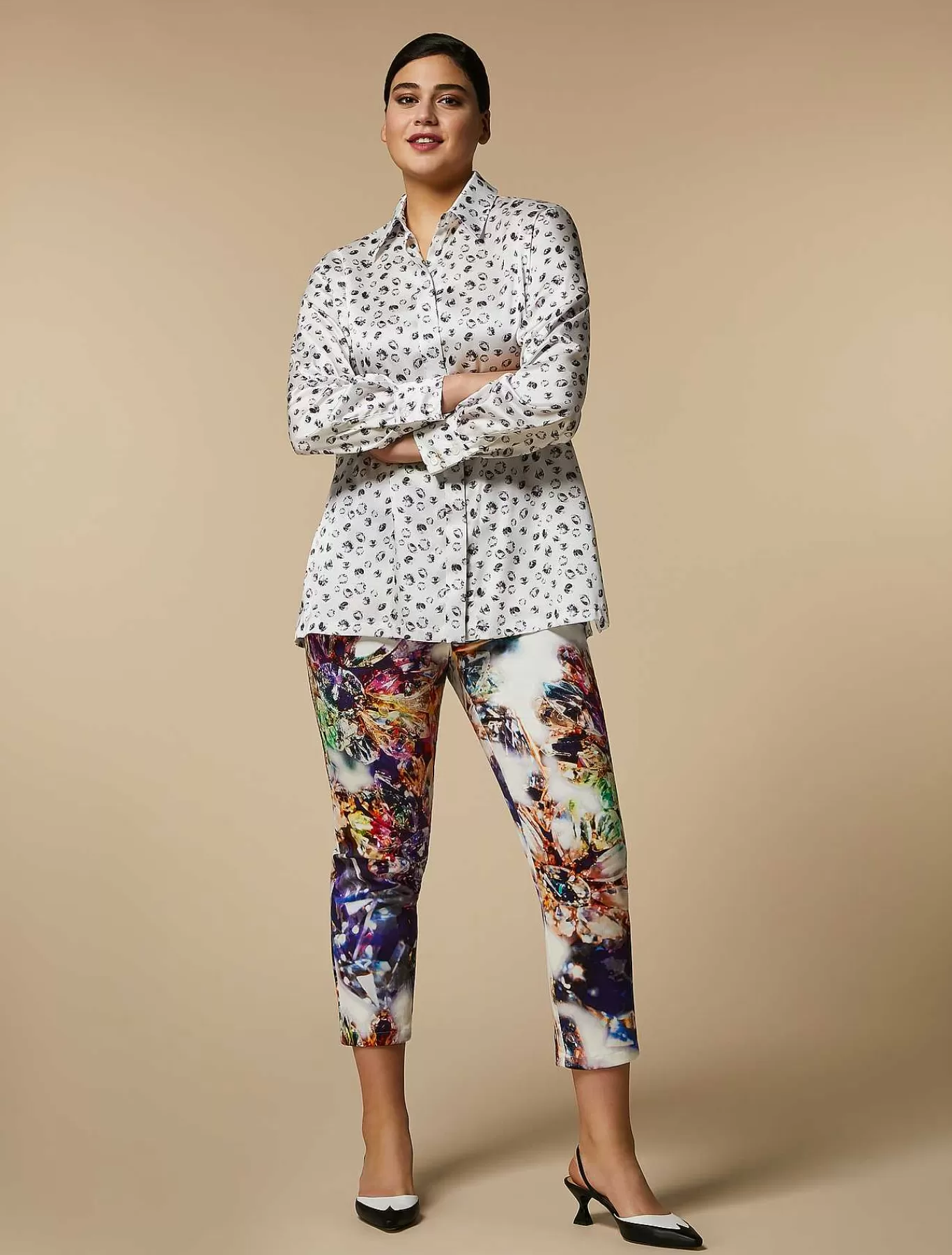 New Pantalon En Coutil Imprime Femmes Pantalon