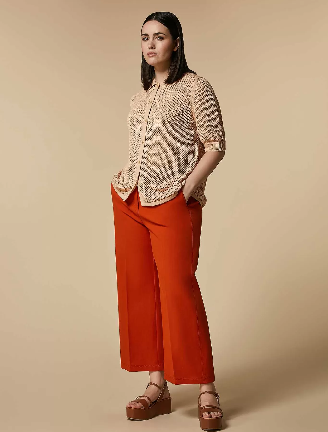 Clearance Pantalon En Gabardine De Coton Femmes Pantalon
