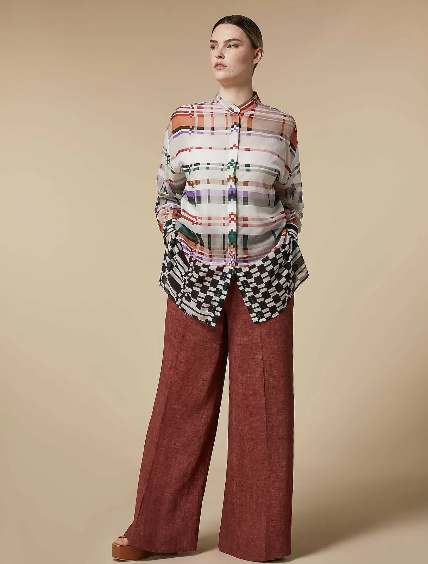 Shop Pantalon En Lin Leger Femmes Pantalon