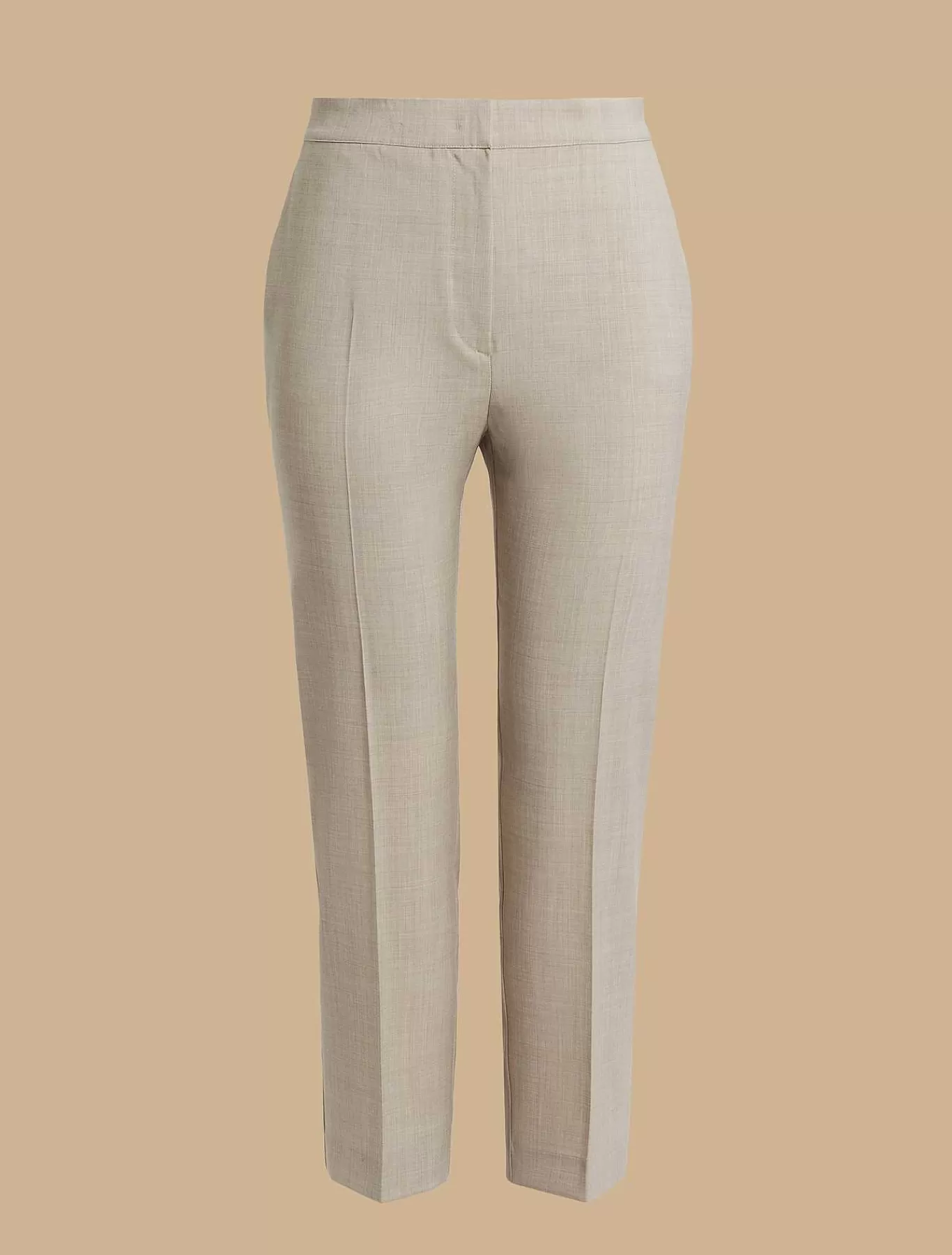 Outlet Pantalon En Popeline De Pure Laine Femmes Pantalon