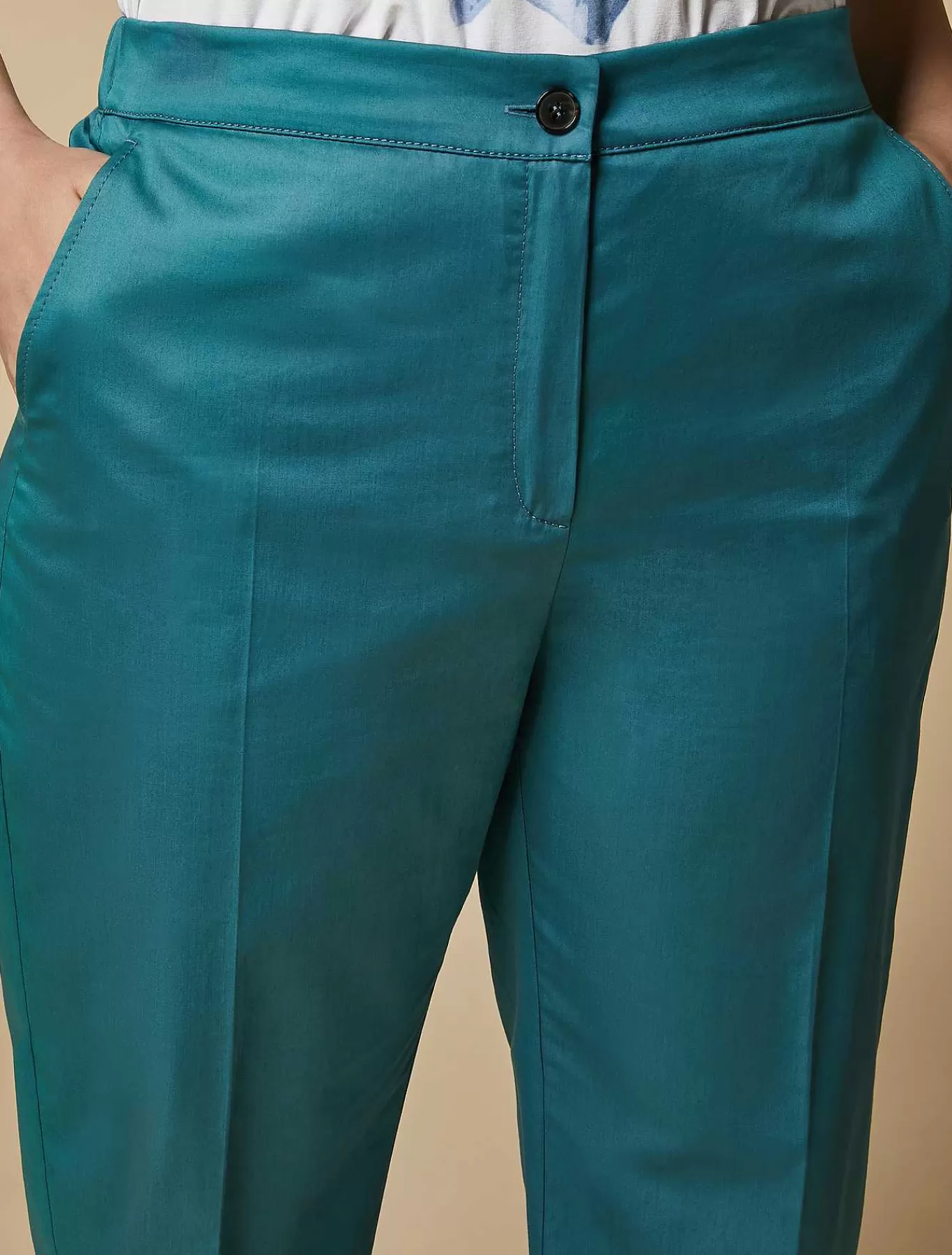 Shop Pantalon En Satin De Coton Femmes Pantalon