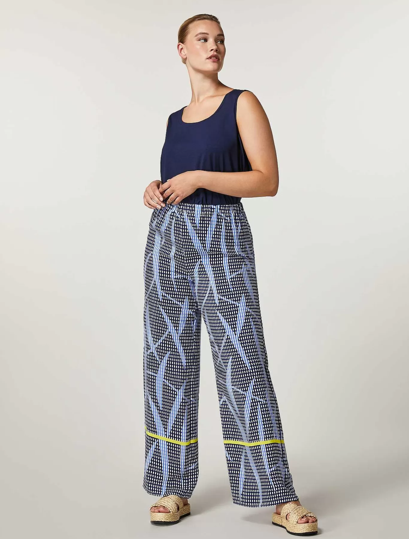 Fashion Pantalon En Toile De Viscose Melangee Femmes Pantalon