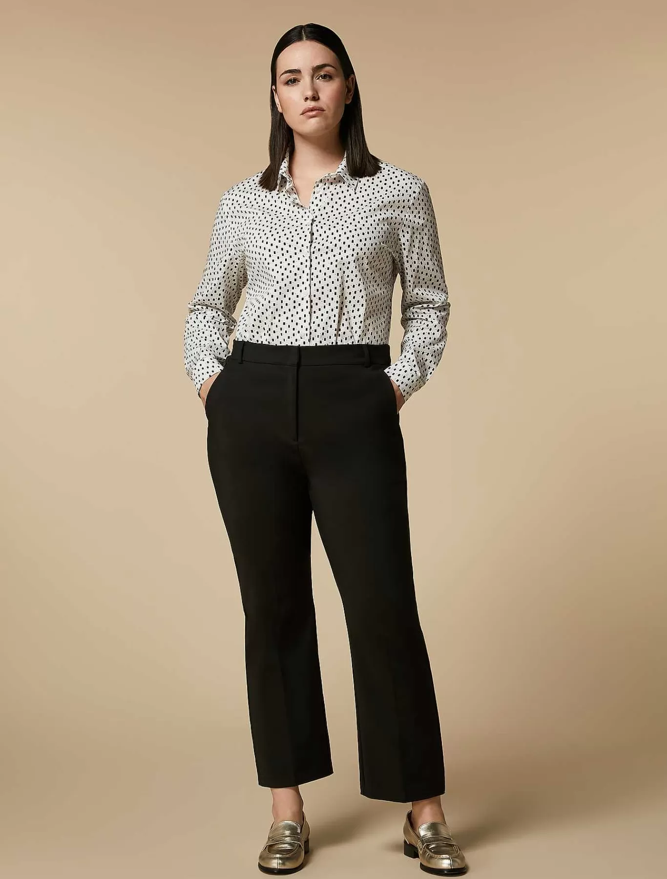 Sale Pantalon Evase En Coton Melange Femmes Pantalon