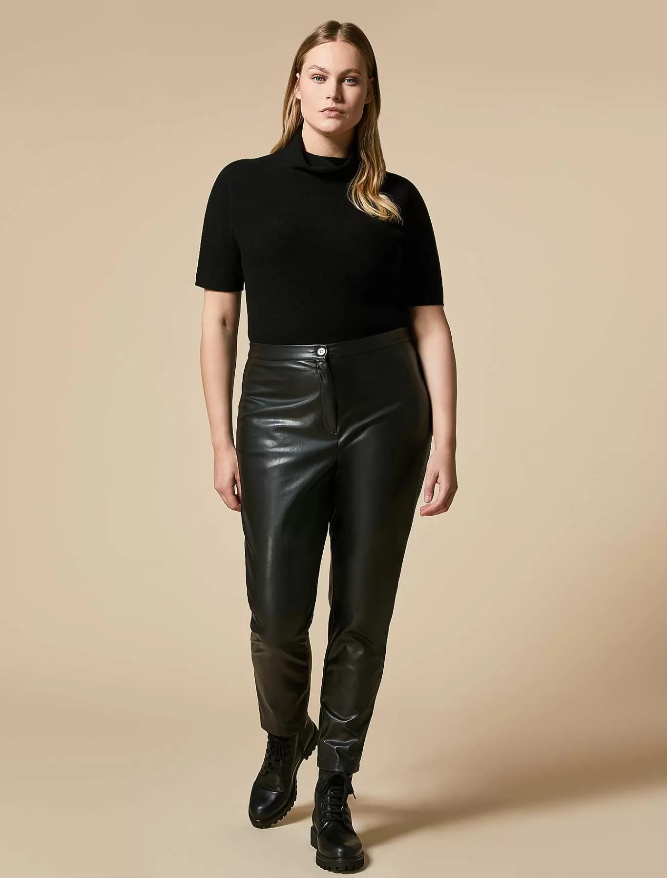 Shop Pantalon Slim Fit En Tissu Enduit Femmes Pantalon