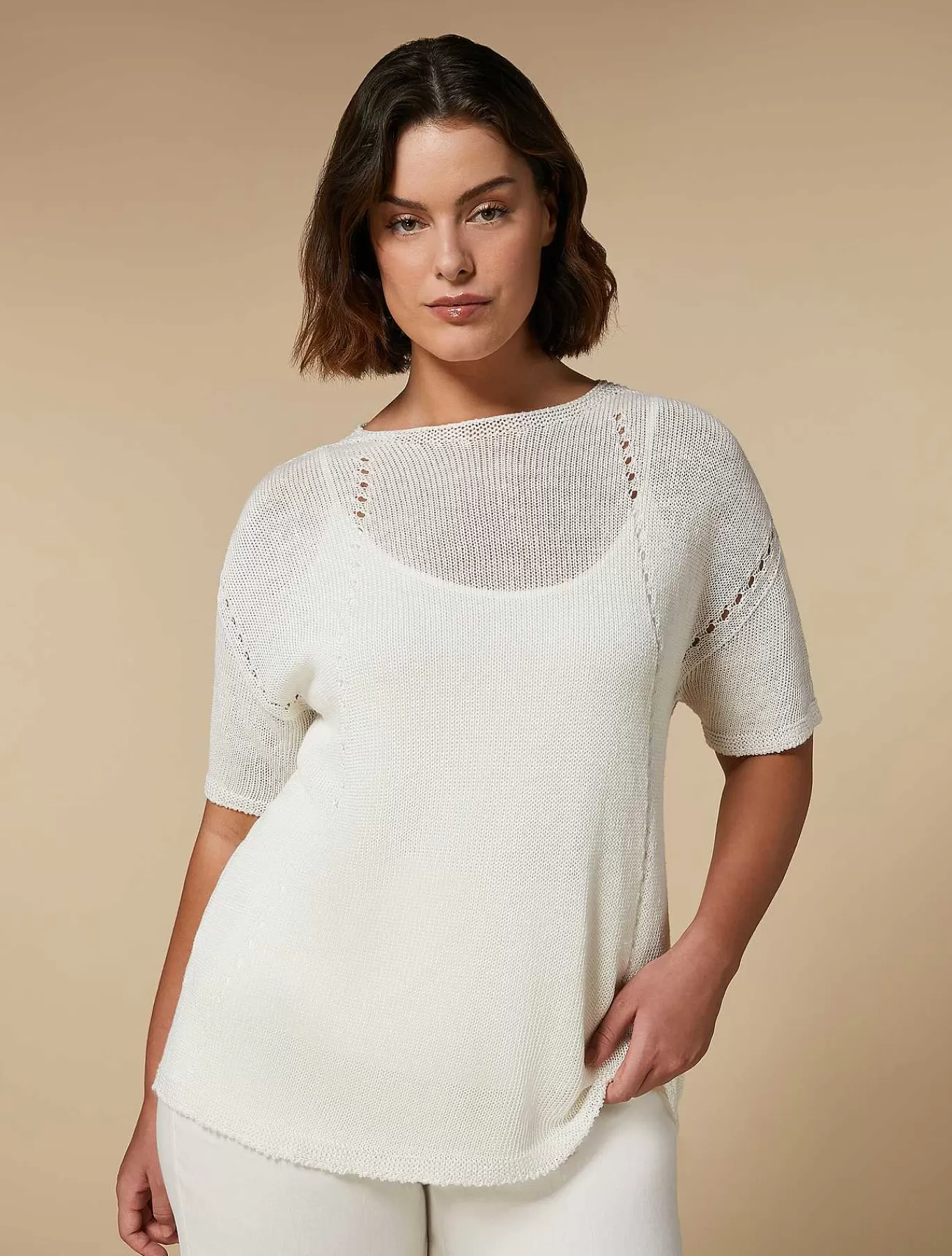 New Pull Cordonnet En Lin Et Viscose Femmes Tricots