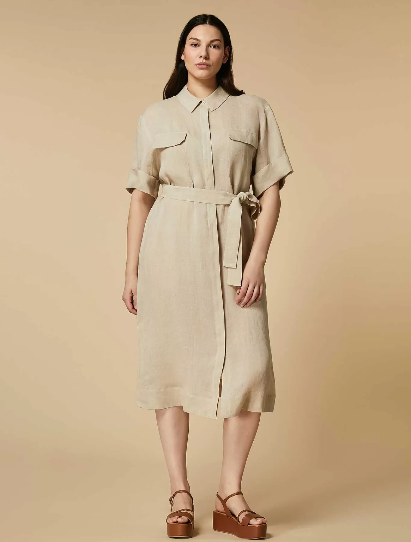 New Robe Chemise En Lin Femmes Robes