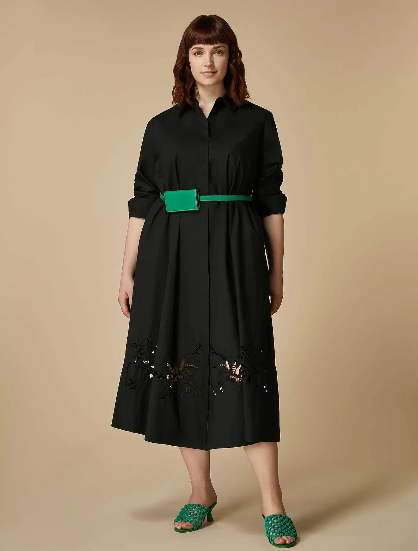 Outlet Robe Chemise En Popeline Brodee Femmes Robes