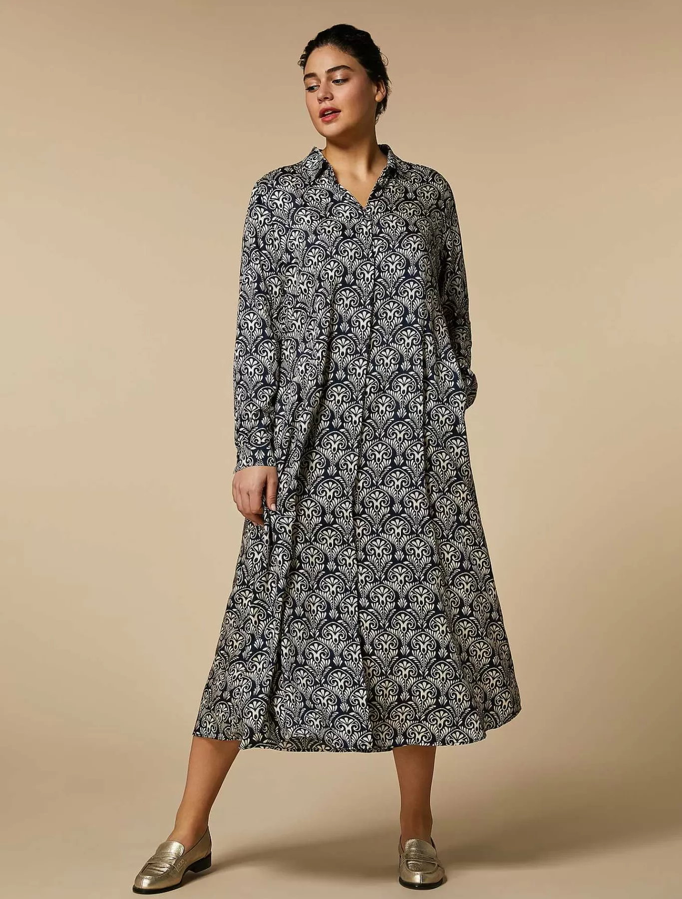 Hot Robe Chemise En Satin Imprime Femmes Robes