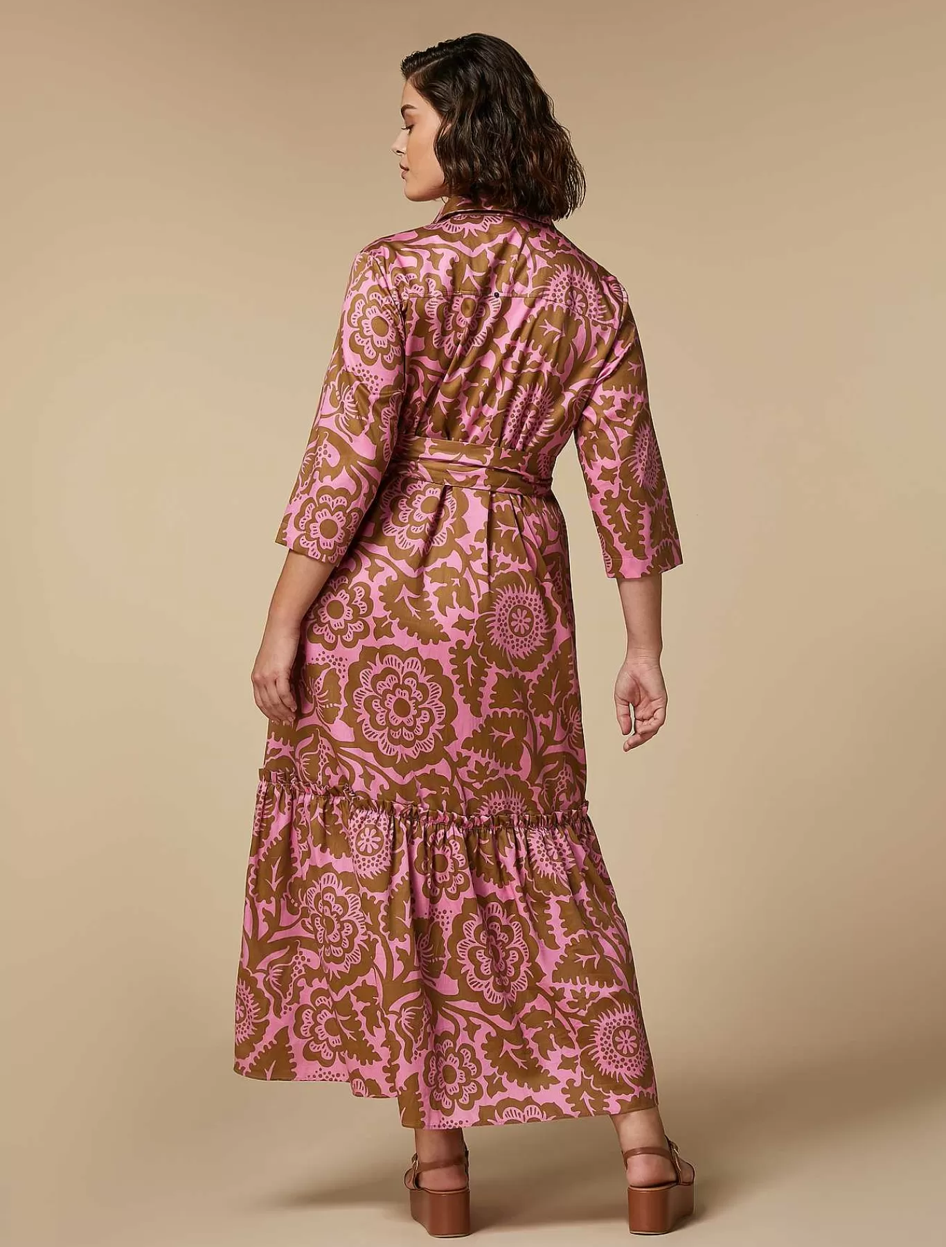 New Robe Chemise En Satin Imprime Femmes Robes