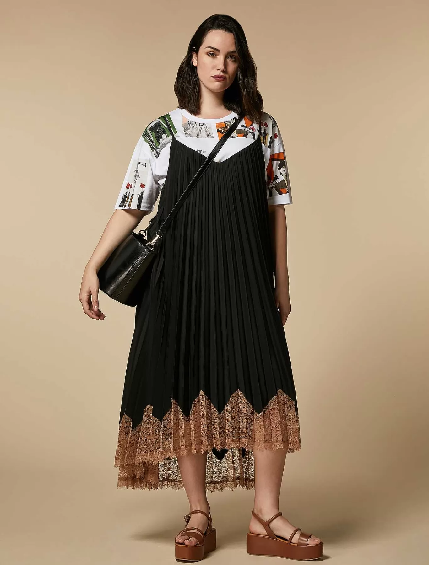 Store Robe En Crepe De Chine Ornee De Dentelle Femmes Robes