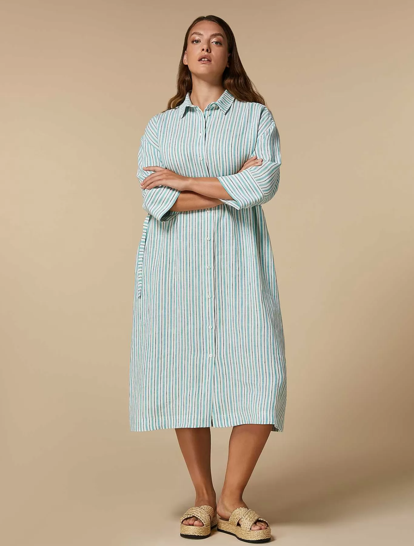 Cheap Robe En Toile De Lin Teinte En Fil Femmes Robes