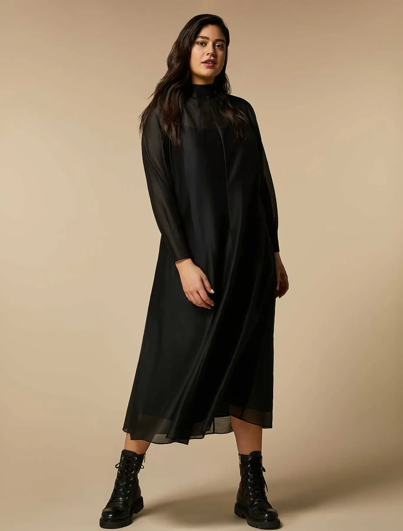 Fashion Robe En Voile De Soie Melangee Femmes Robes