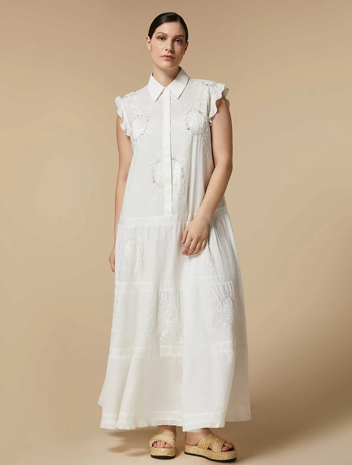 Outlet Robe En Voile Ornee De Broderies Et De Sequins Femmes Robes
