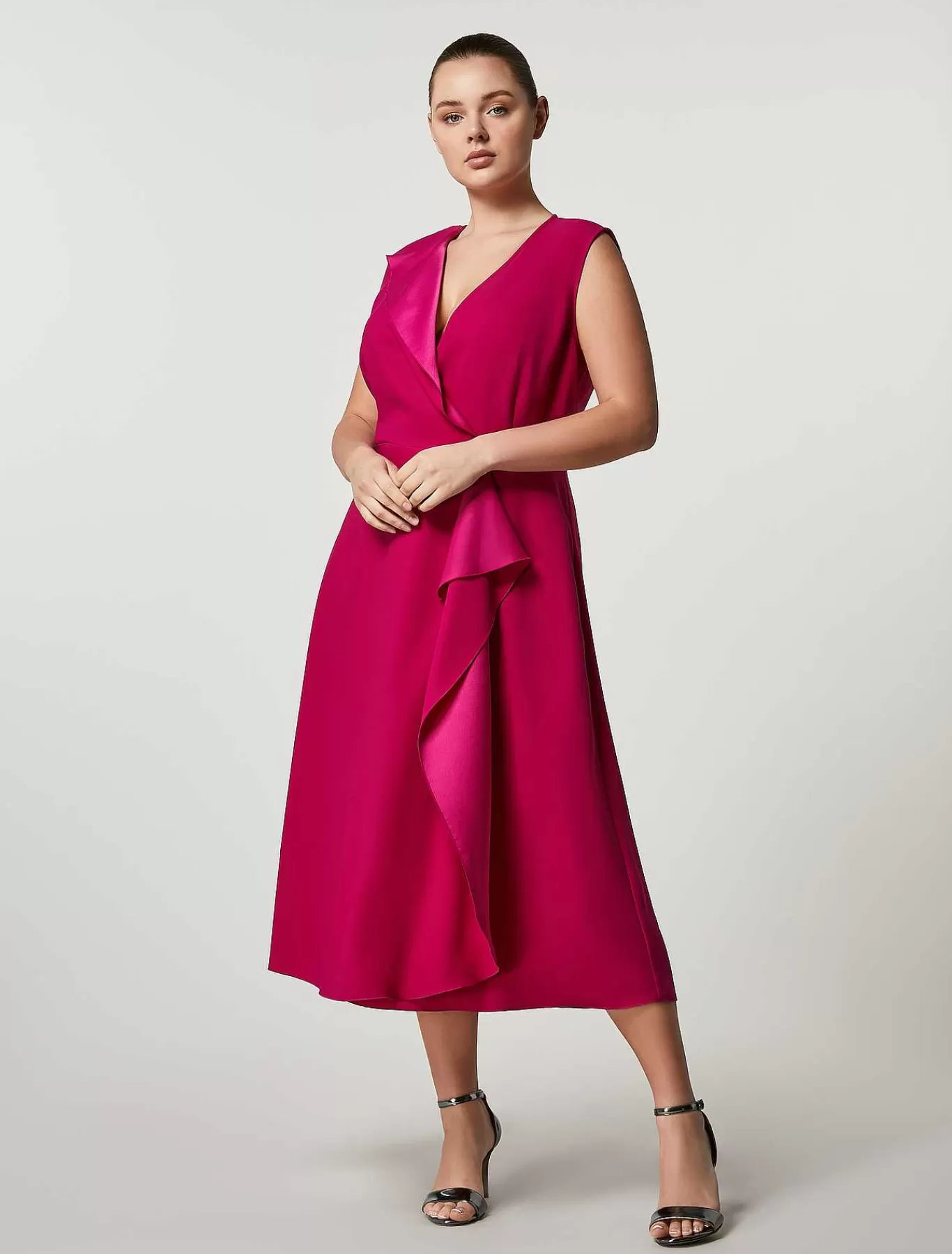 New Robe Envers En Crepe Satine Femmes Robes
