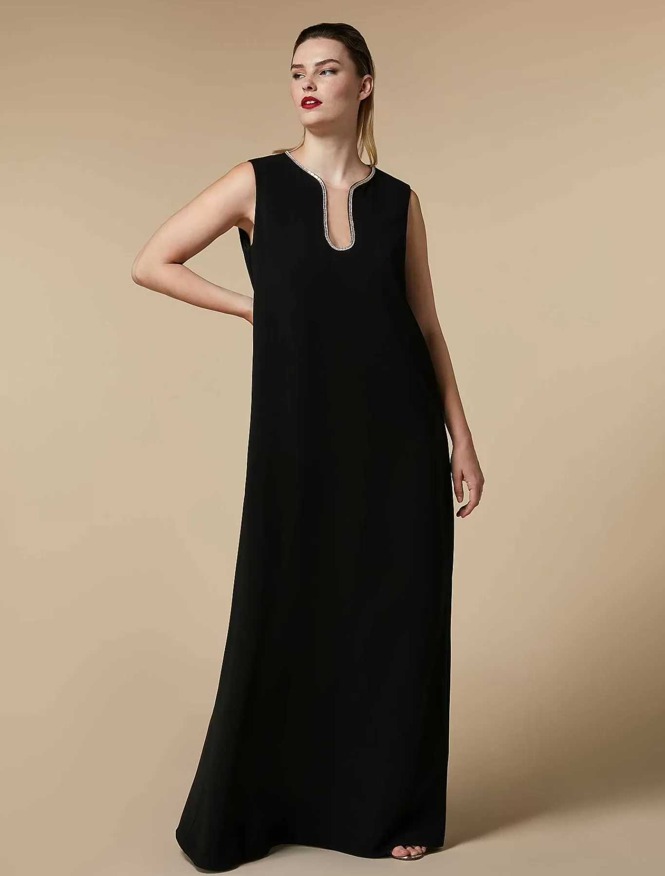 Outlet Robe Longue En Cady Avec Strass Femmes Robes