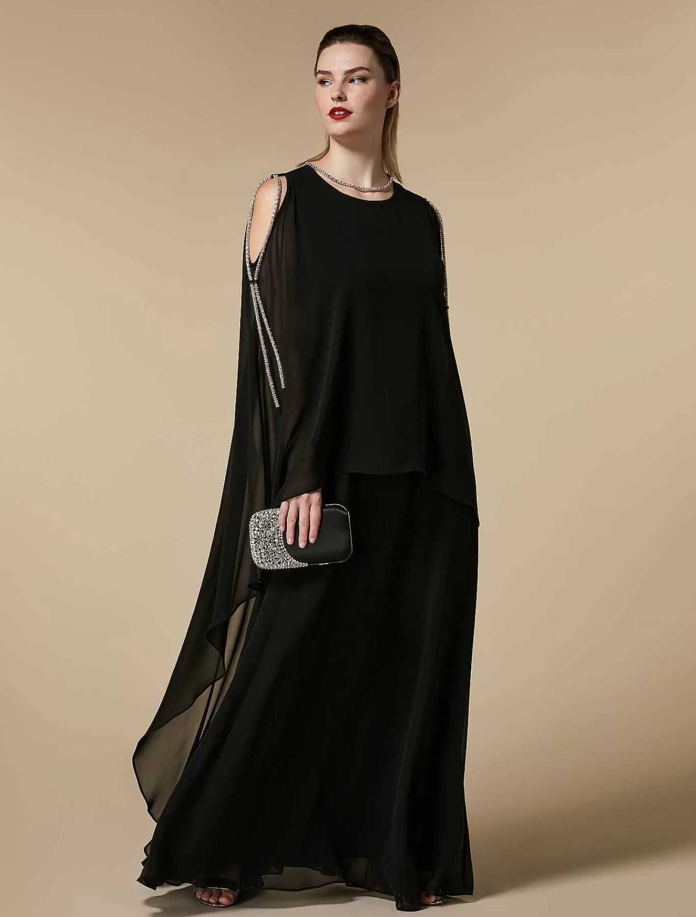 Outlet Robe Longue En Georgette De Soie Femmes Vêtements De Cérémonie