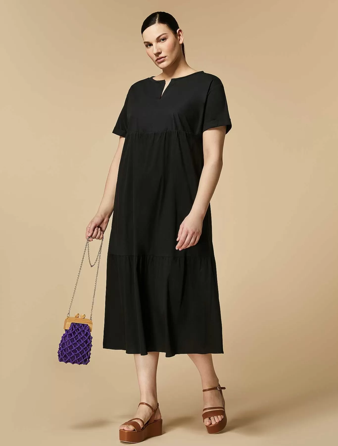 Clearance Robe Longue En Jersey Et Popeline Femmes Robes