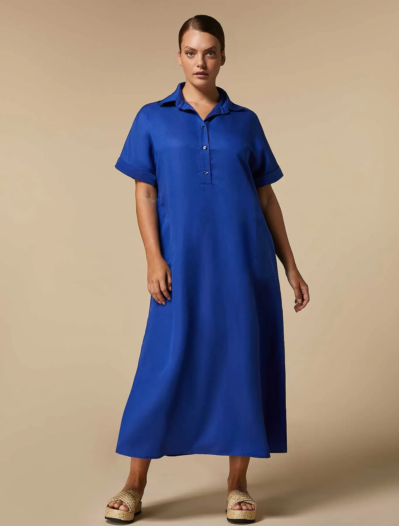 Store Robe Longue En Lin Tencel Femmes Robes