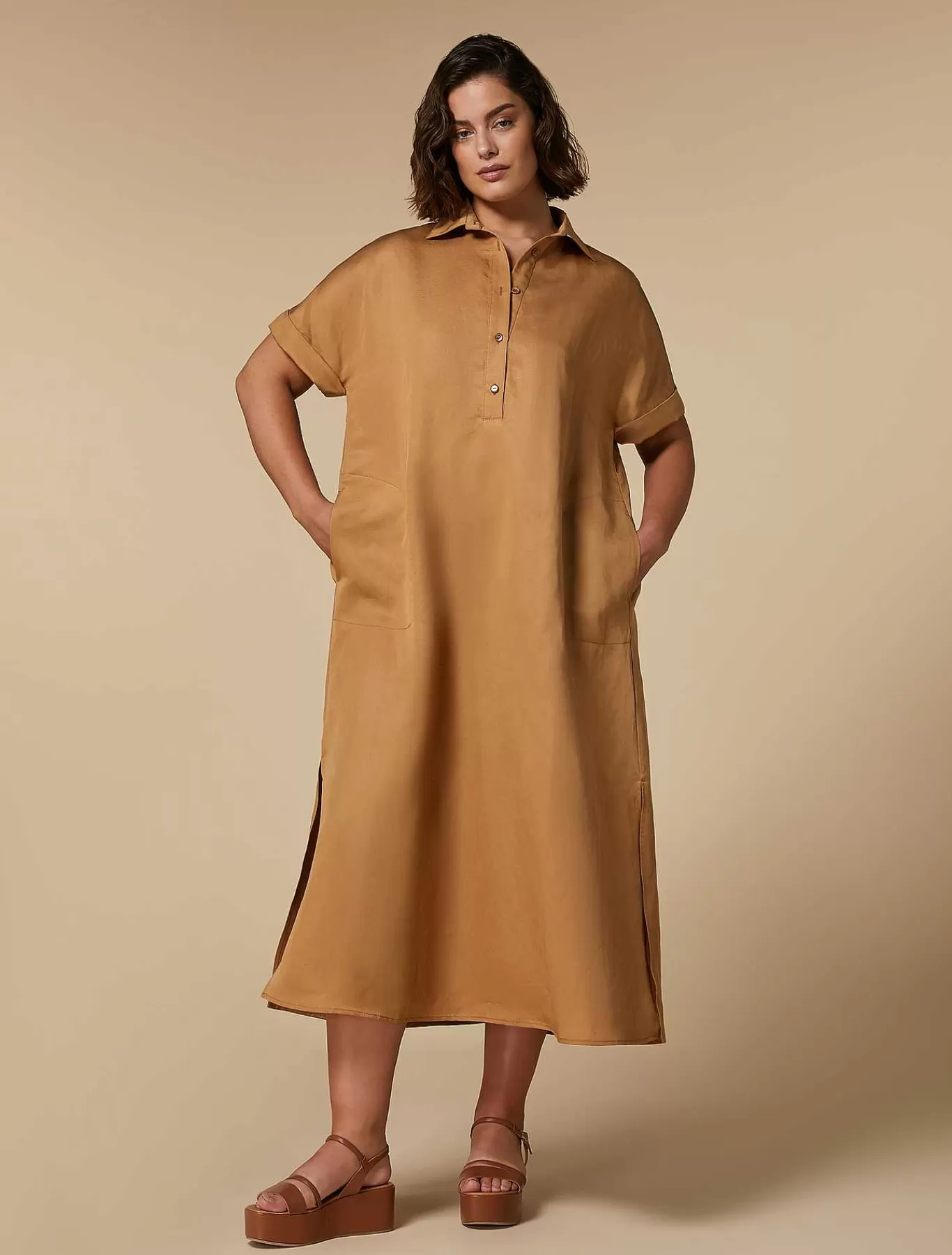 Sale Robe Longue En Lin Tencel Femmes Robes