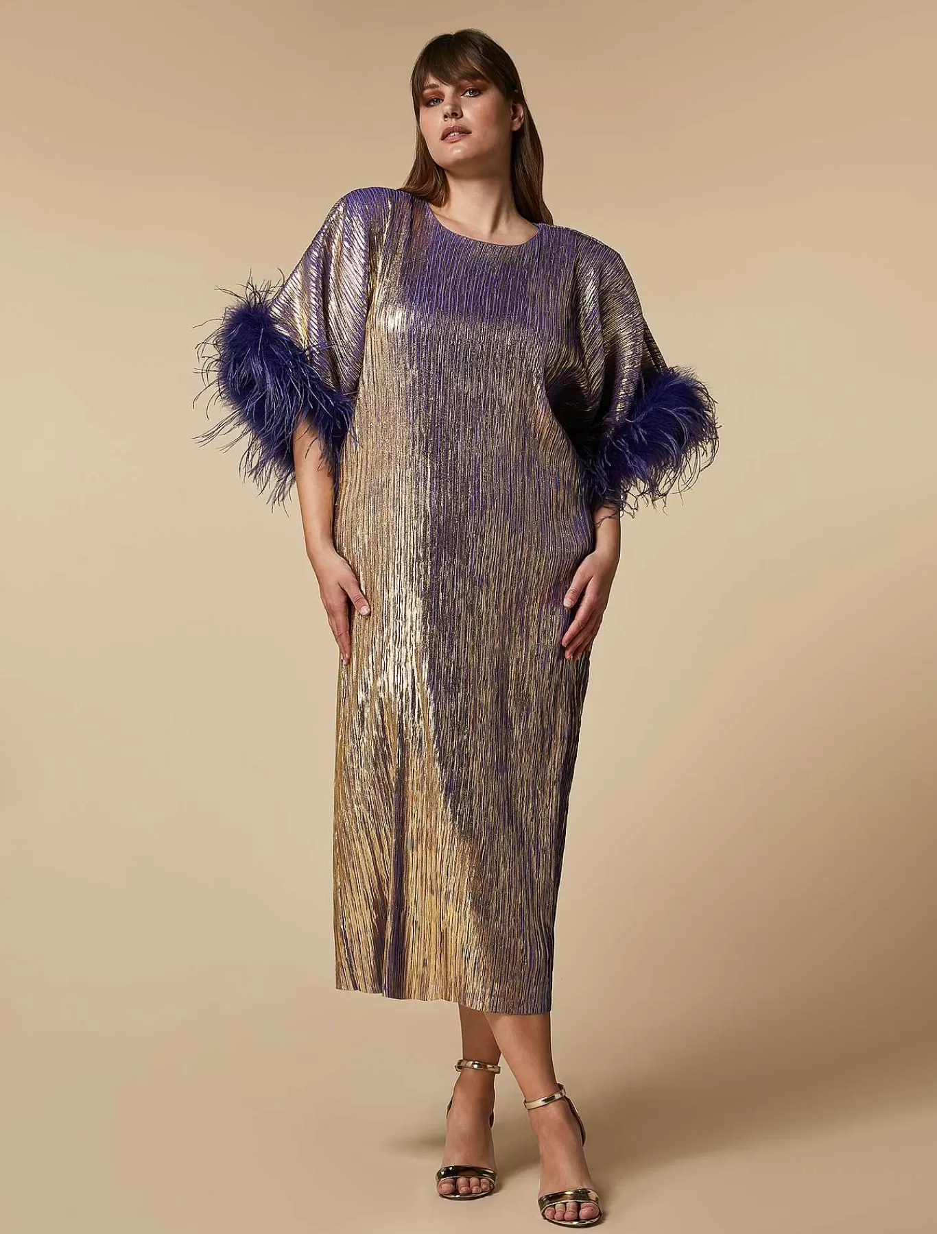 Online Robe Metallisee Avec Plumes Femmes Robes