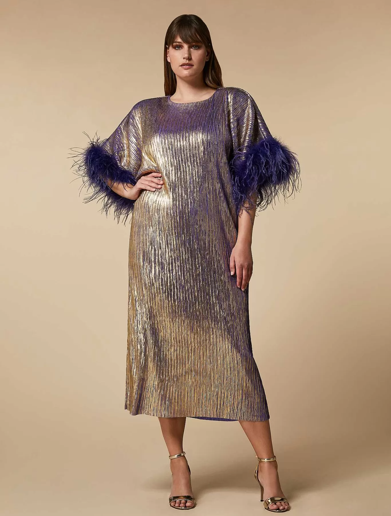 Online Robe Metallisee Avec Plumes Femmes Robes