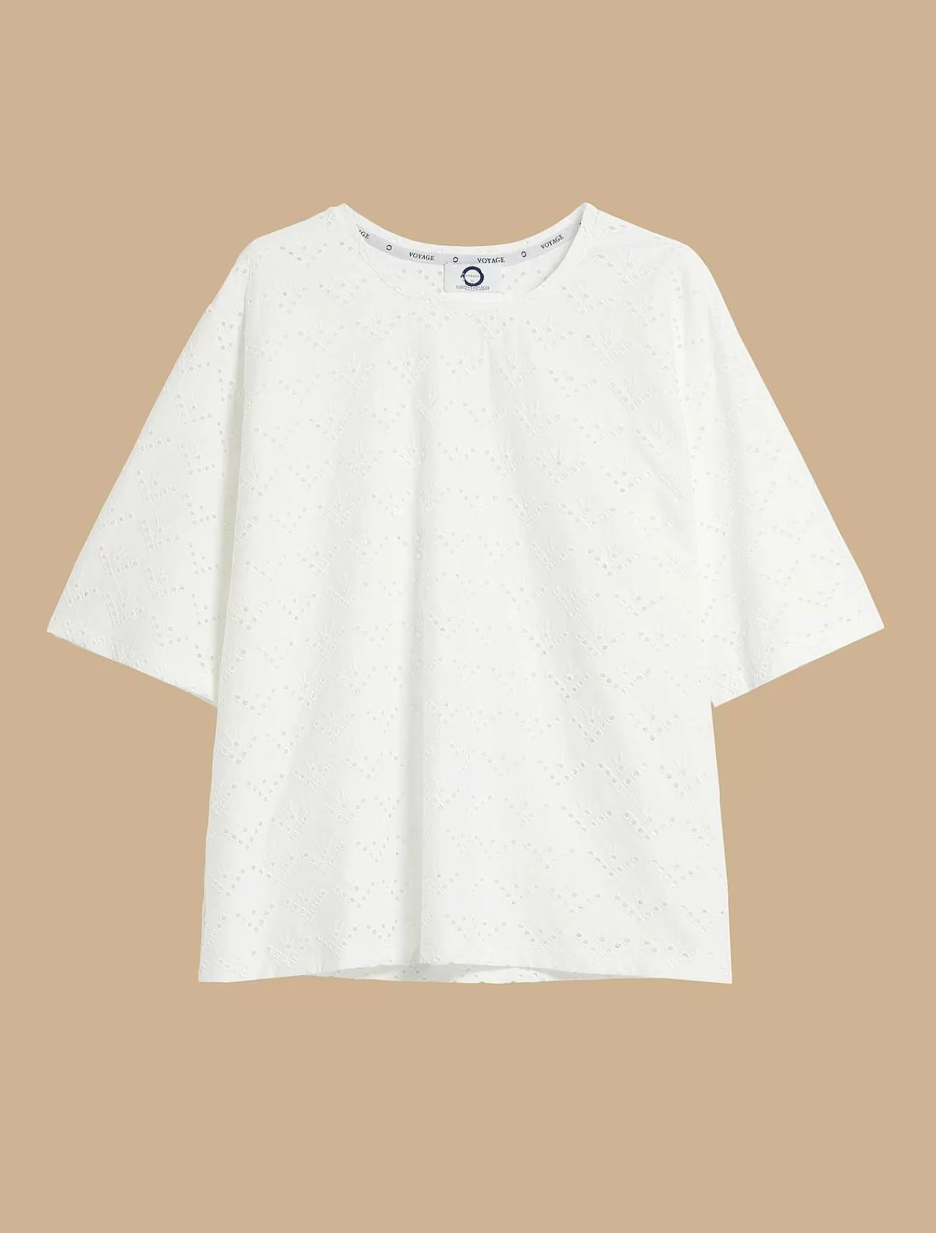 Discount T-Shirt En Jersey A Broderie Anglaise Femmes Hauts Et T-Shirts