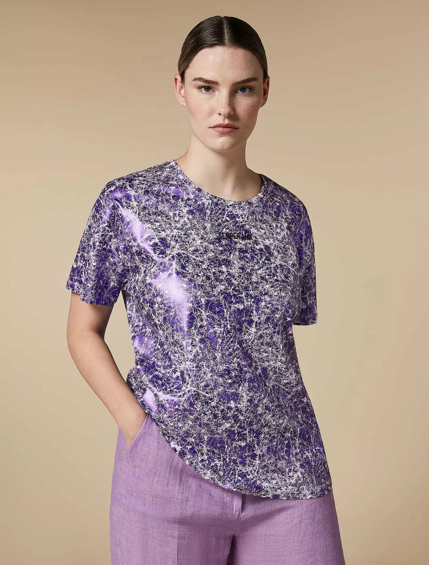 Online T-Shirt En Jersey Lamine Femmes Hauts Et T-Shirts